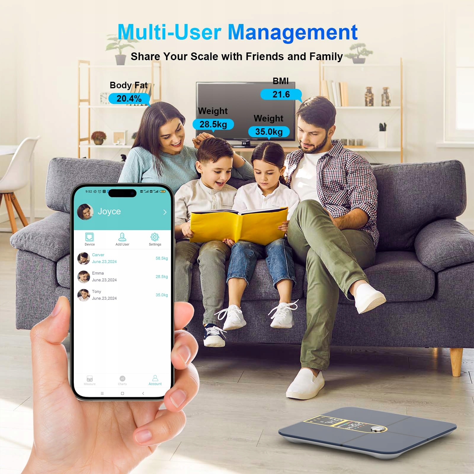 Waga łazienkowa Healthkeep Bluetooth Connected z 2 ekranami VA — miniatura 7