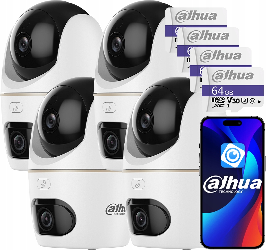 4x vonkajšia WiFi kamera Dahua Dual Lens (5Mp+5Mp) IPC-H5D-5F Hero 64GB