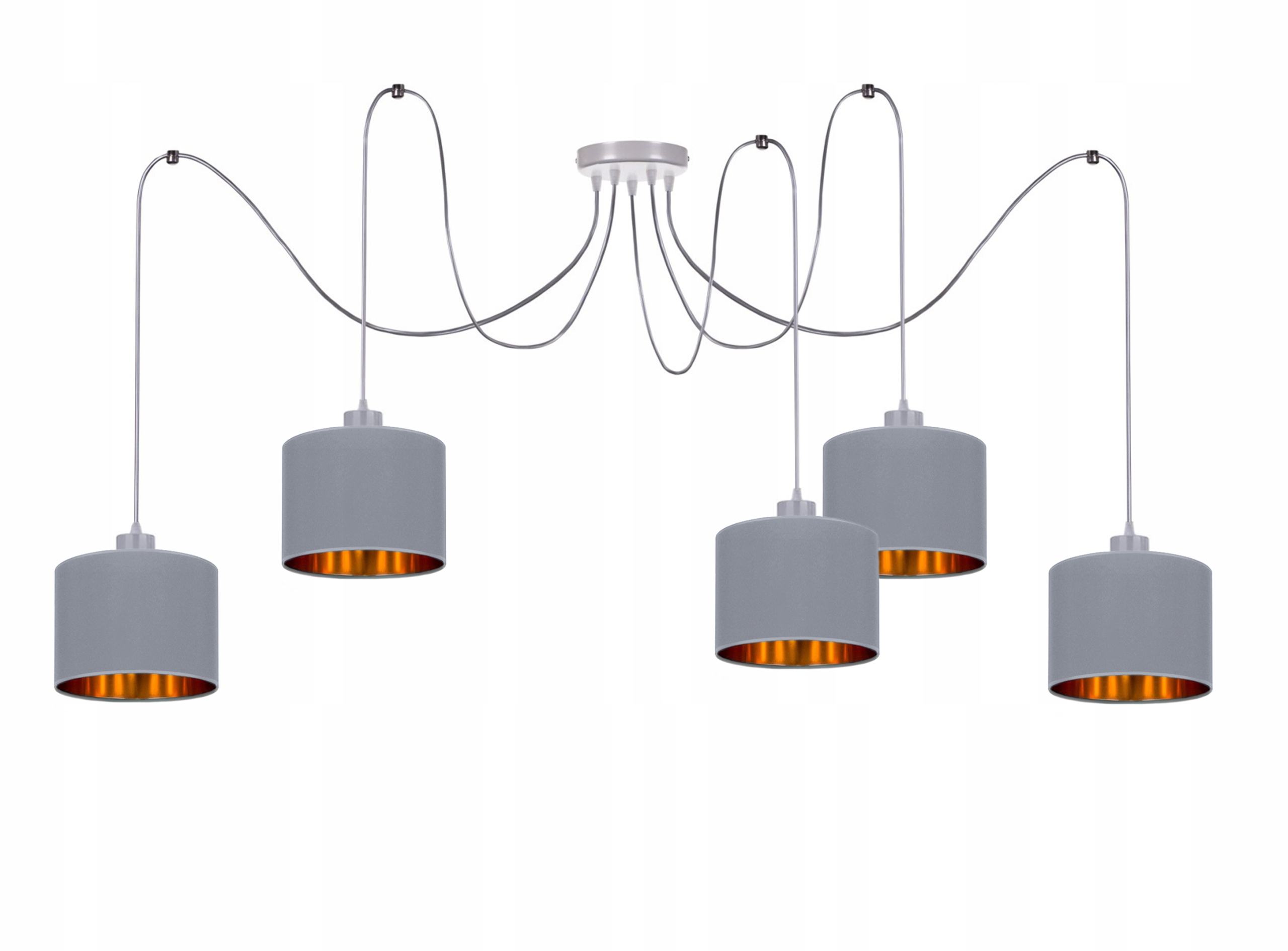 

Lampa Wisząca Sufitowa Żyrandol Szaro - Złoty