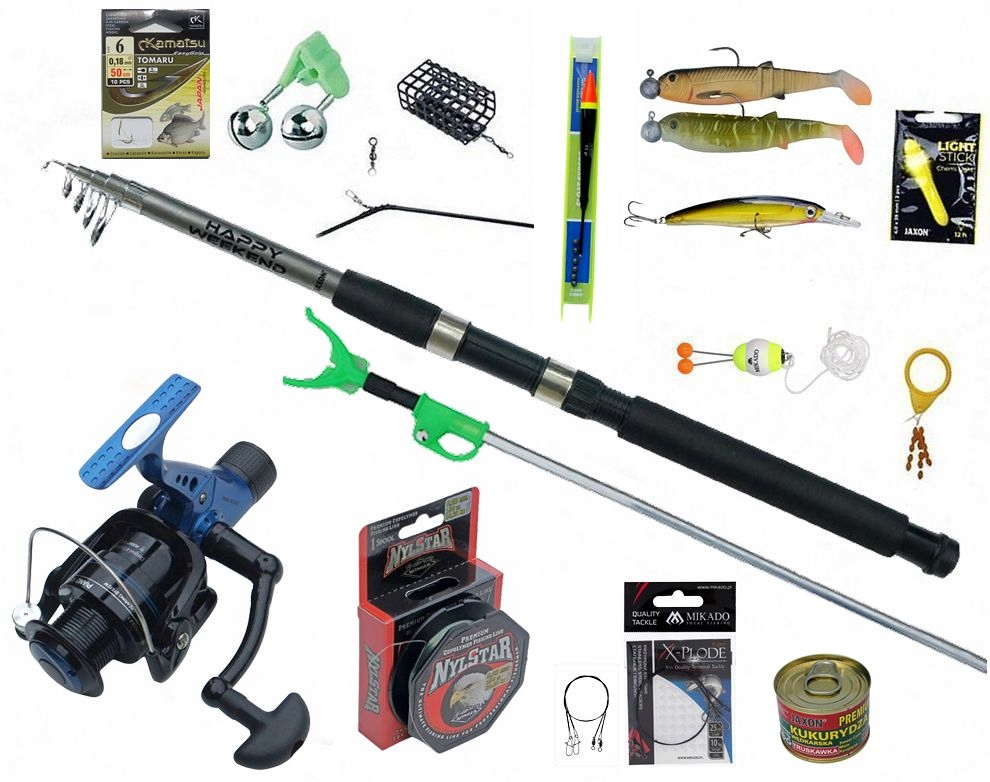 Zestaw Dla Początkujących 1 X Wędka 1 X Kołowrotek I Akcesoria Uniwersalny