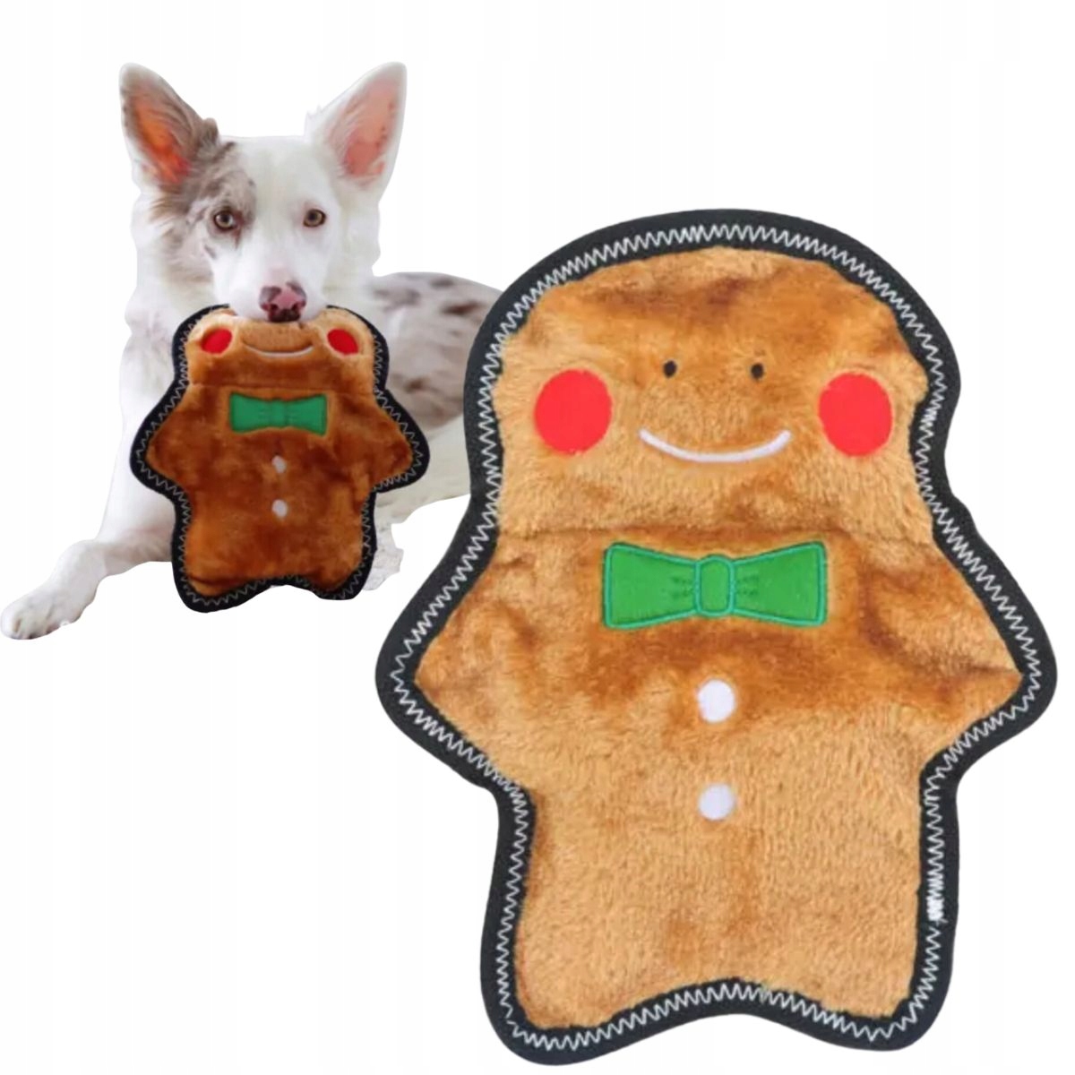 Hračka pro psy Vánoční Muž Z Perníku, pískací, Posílená na Vánoce