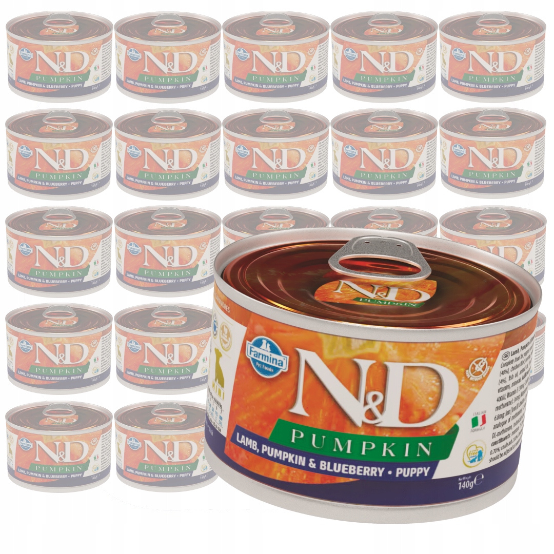 Levně Farmina N&d Dog Puppy 24x140g Krmivo pro štěňata Jehněčí dýně Borůvka