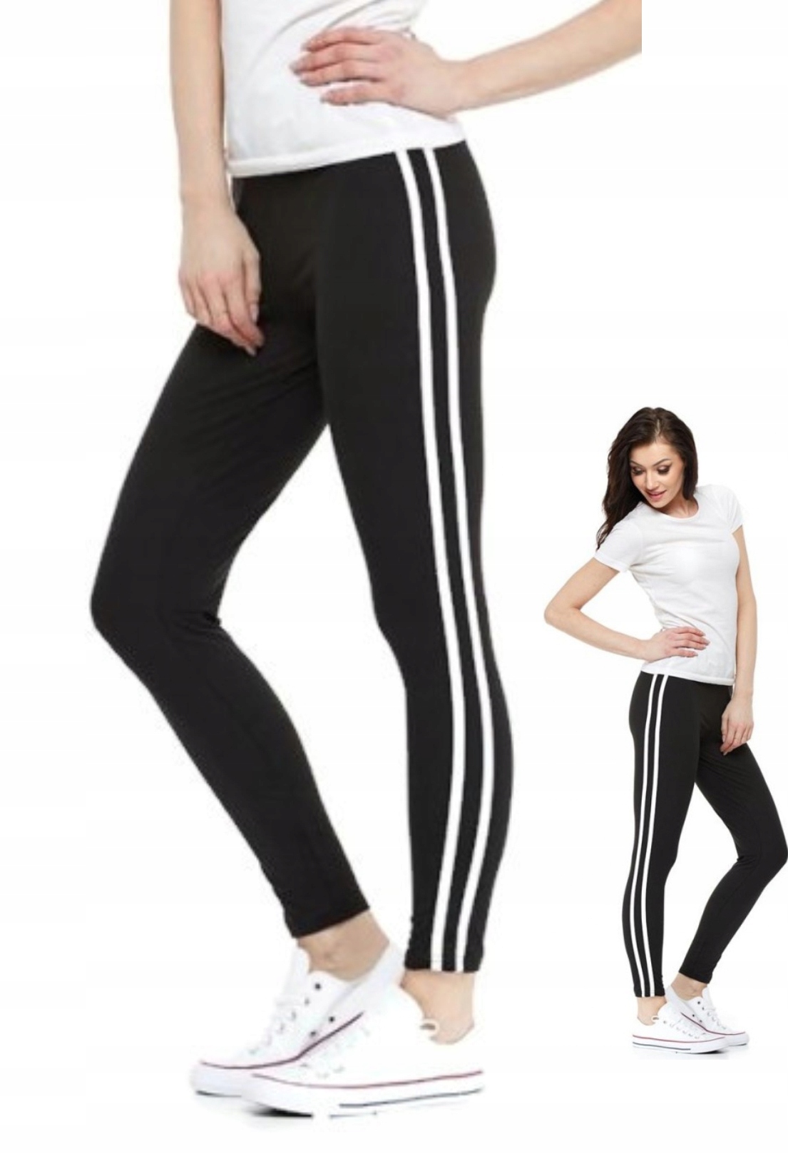 

Leginsy Z Lampasami Getry Legginsy Fit Czarne L XL