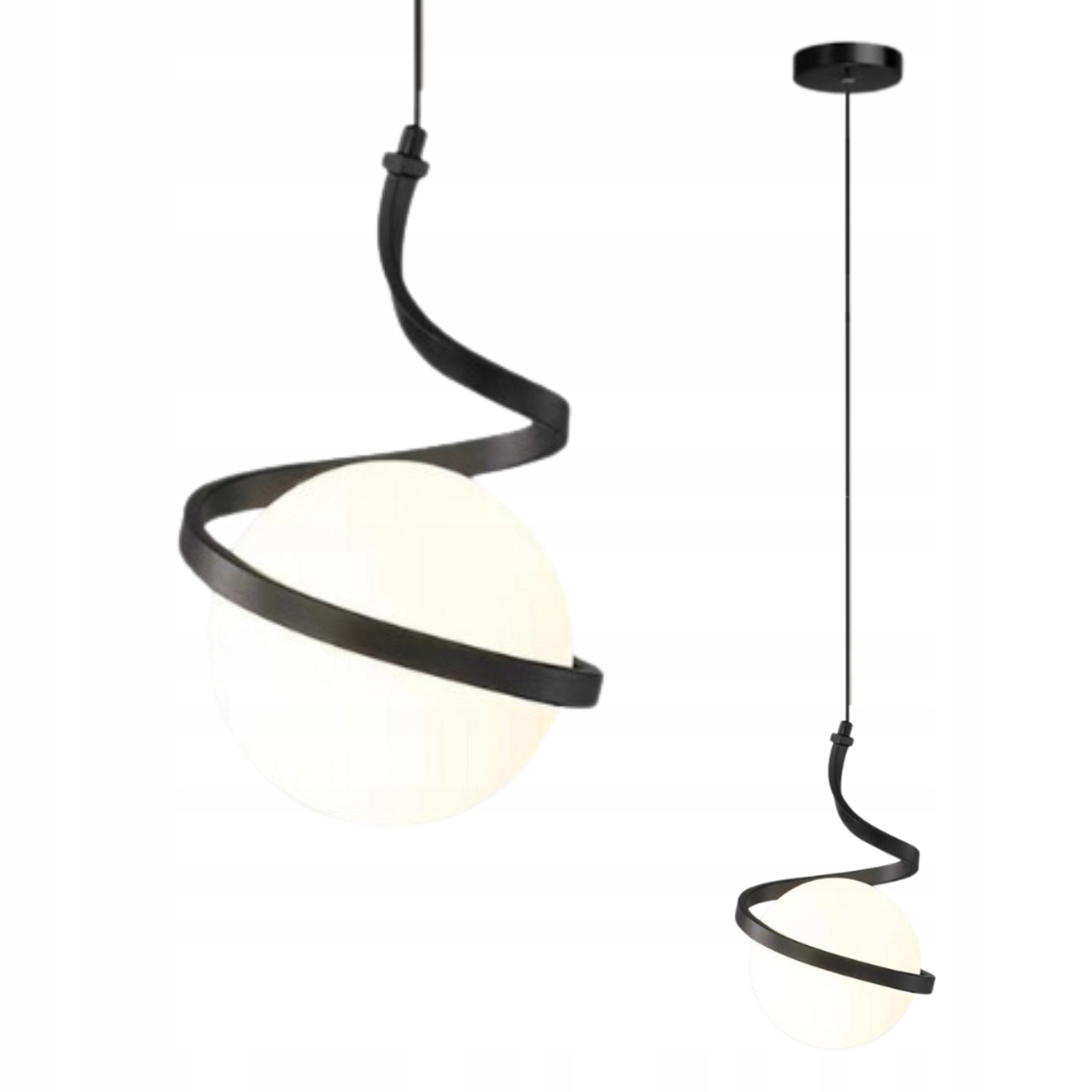 Lampa wisząca zwis żyrandol lampa na sufit czarna szkło kula Led E27