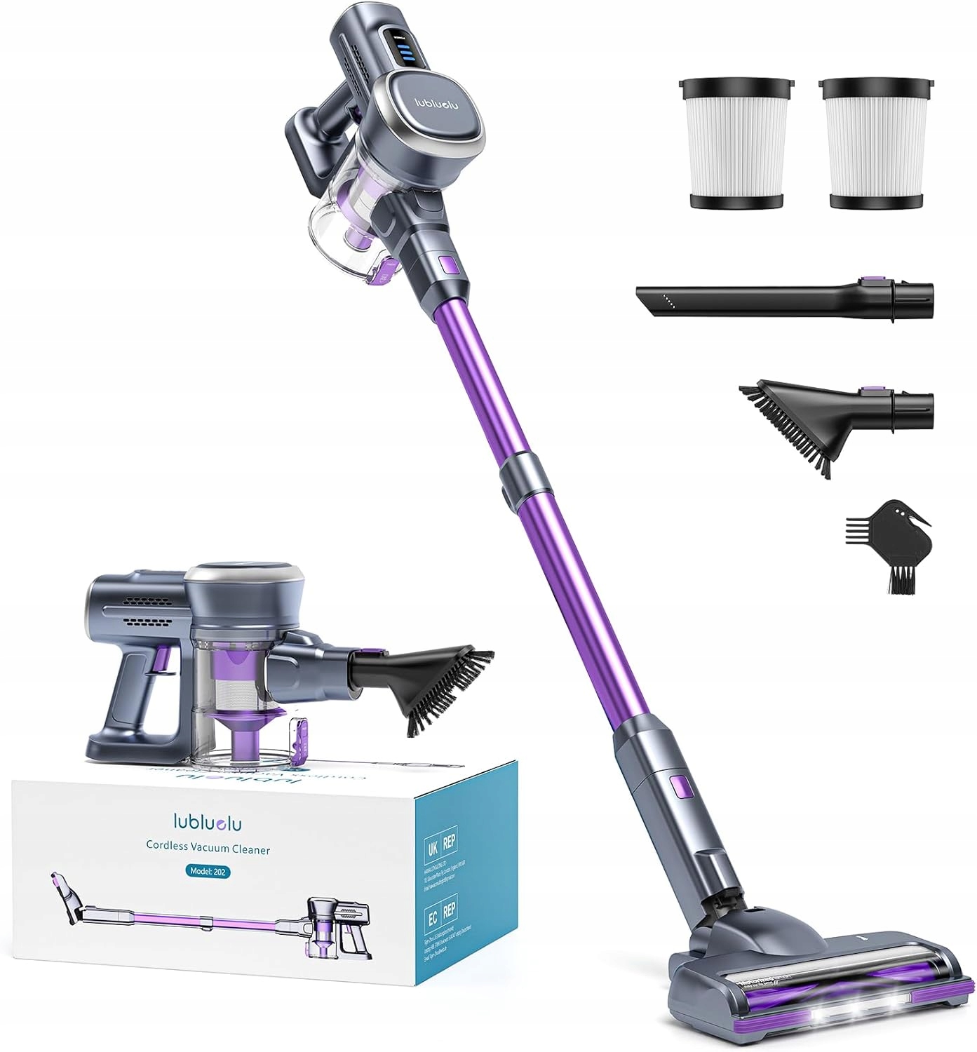 Odkurzacz Akumulatorowy Pionowy 25kPa 220W 50min Led Lubluelu 202