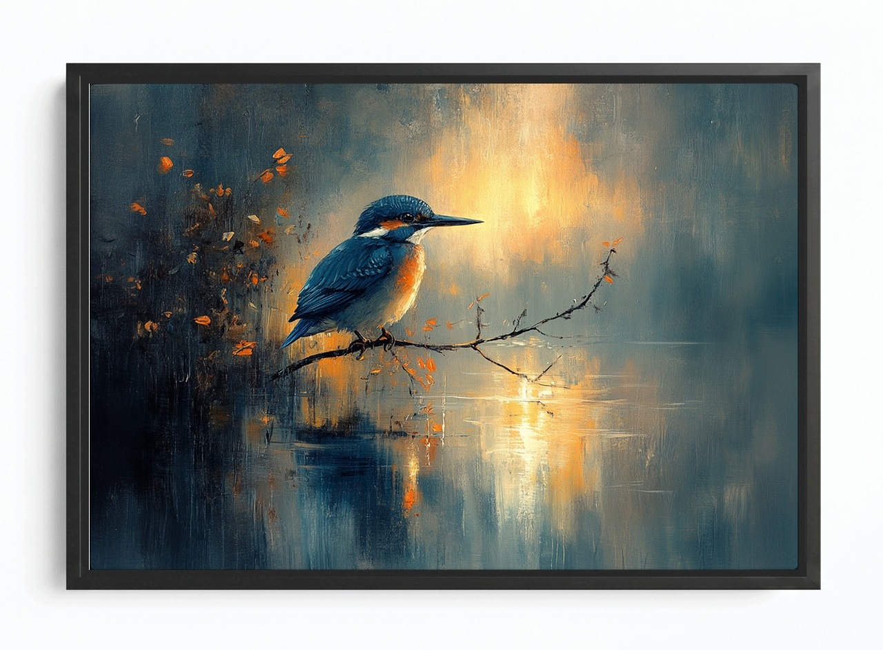 Obraz Rám Americký Box Ptáček Zimorodek Příroda Fauna 120x80