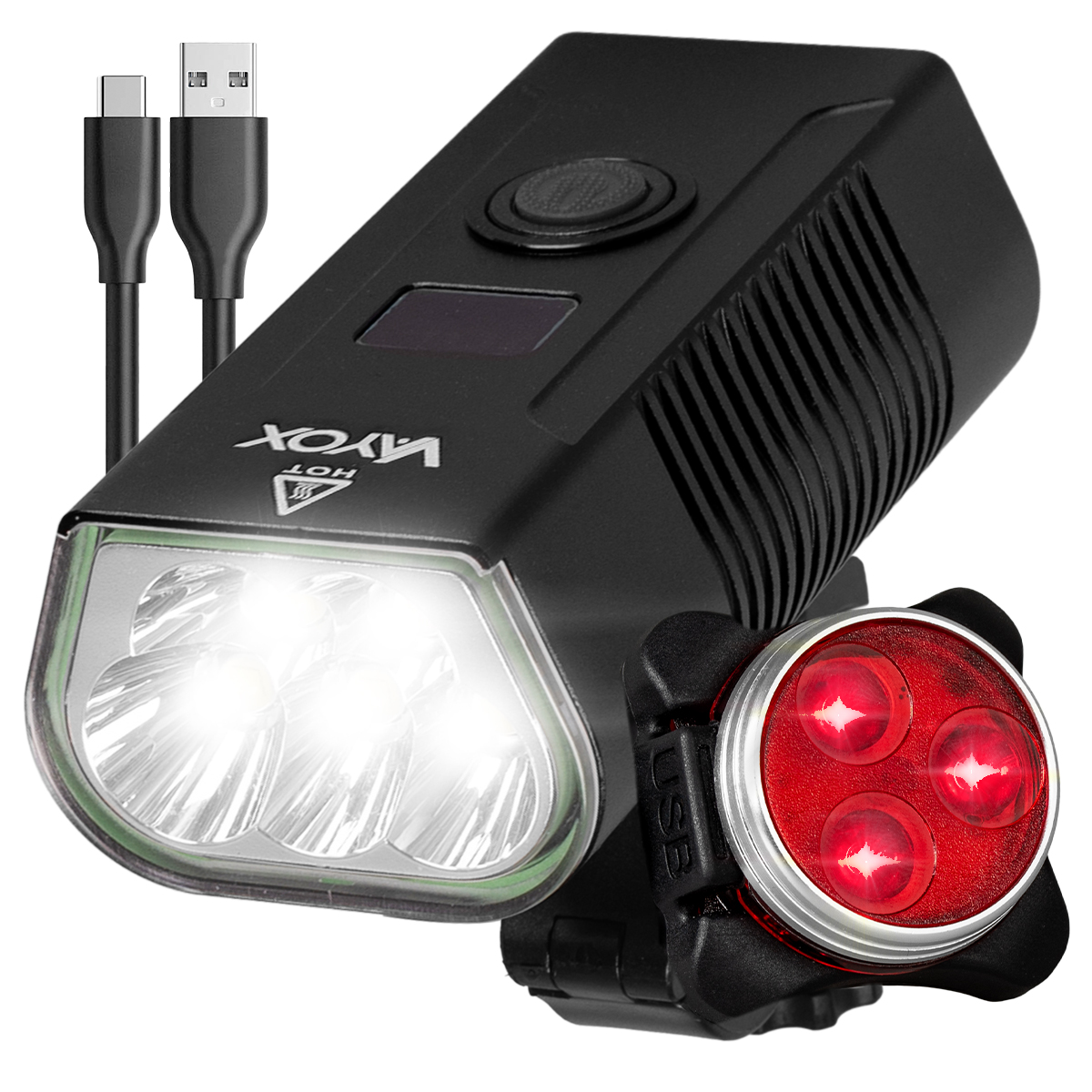 Sada Předního A Zadního Světla Pro Usb Powerbanku Na Kolo Vayox