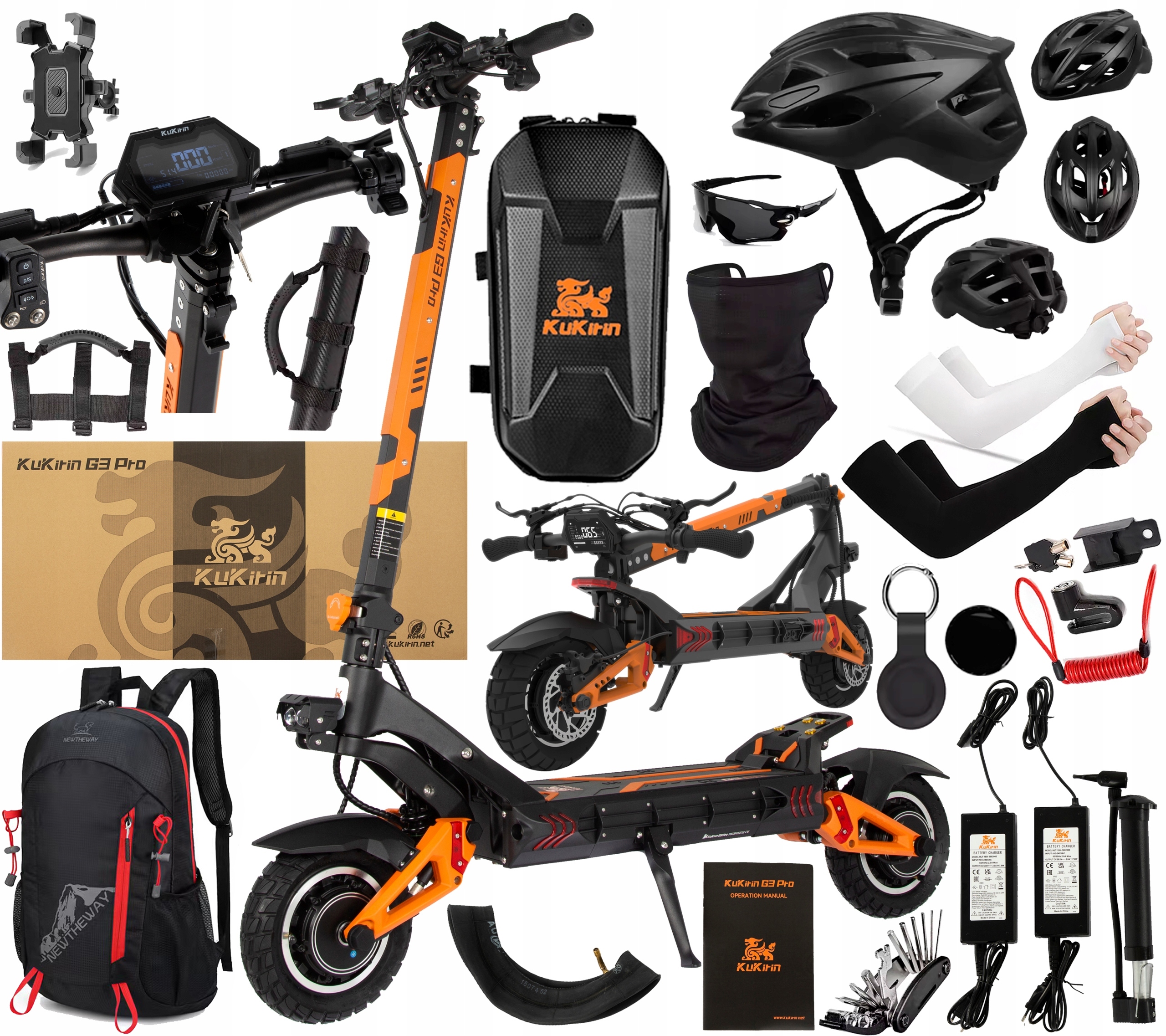 Kukirin G3 Pro Skládací 52V 23.4AH 2400W 65km/h 80KM Terénní +10 Dárek