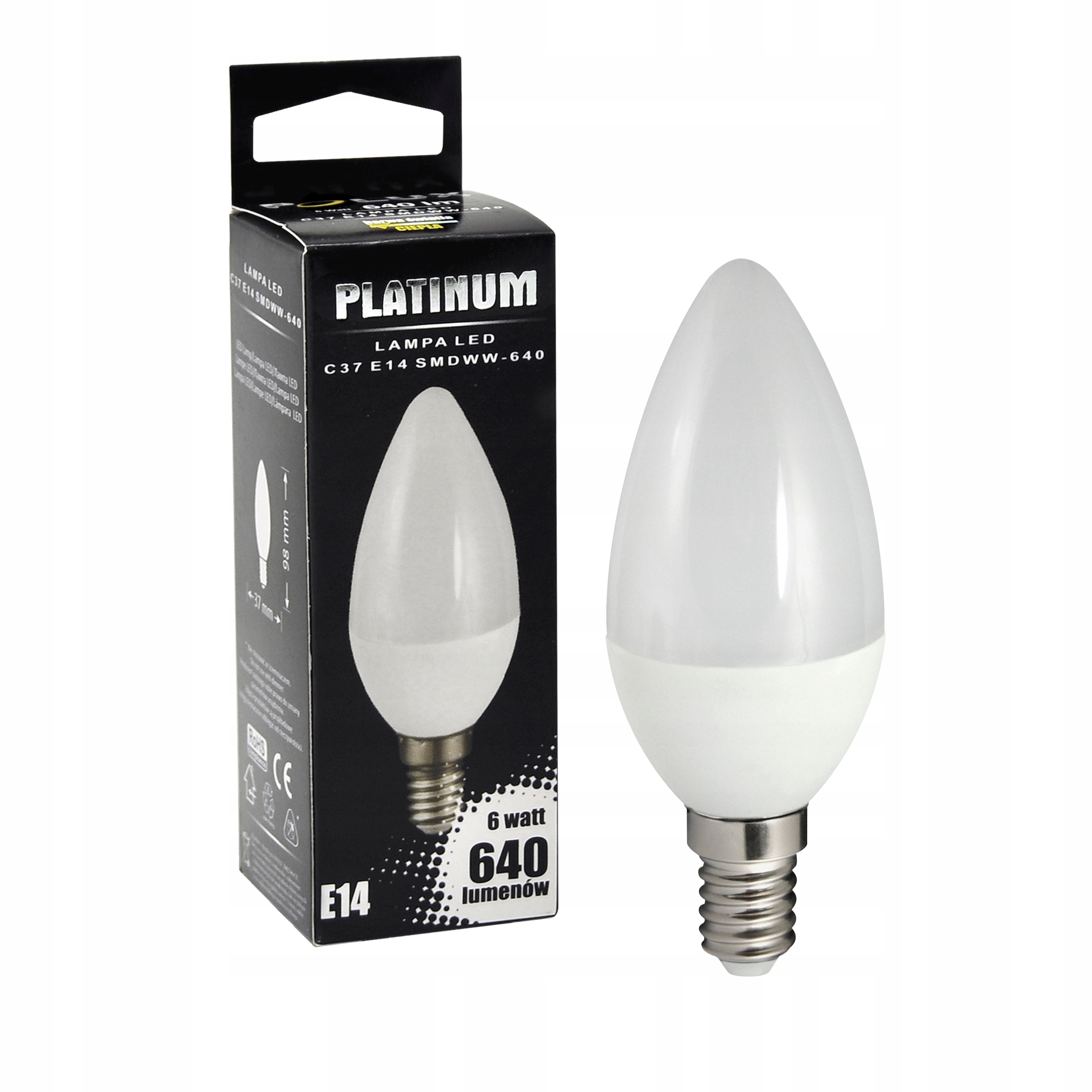 

Żarówka Led świecowa E14 7W ciepła 640lm mleczna