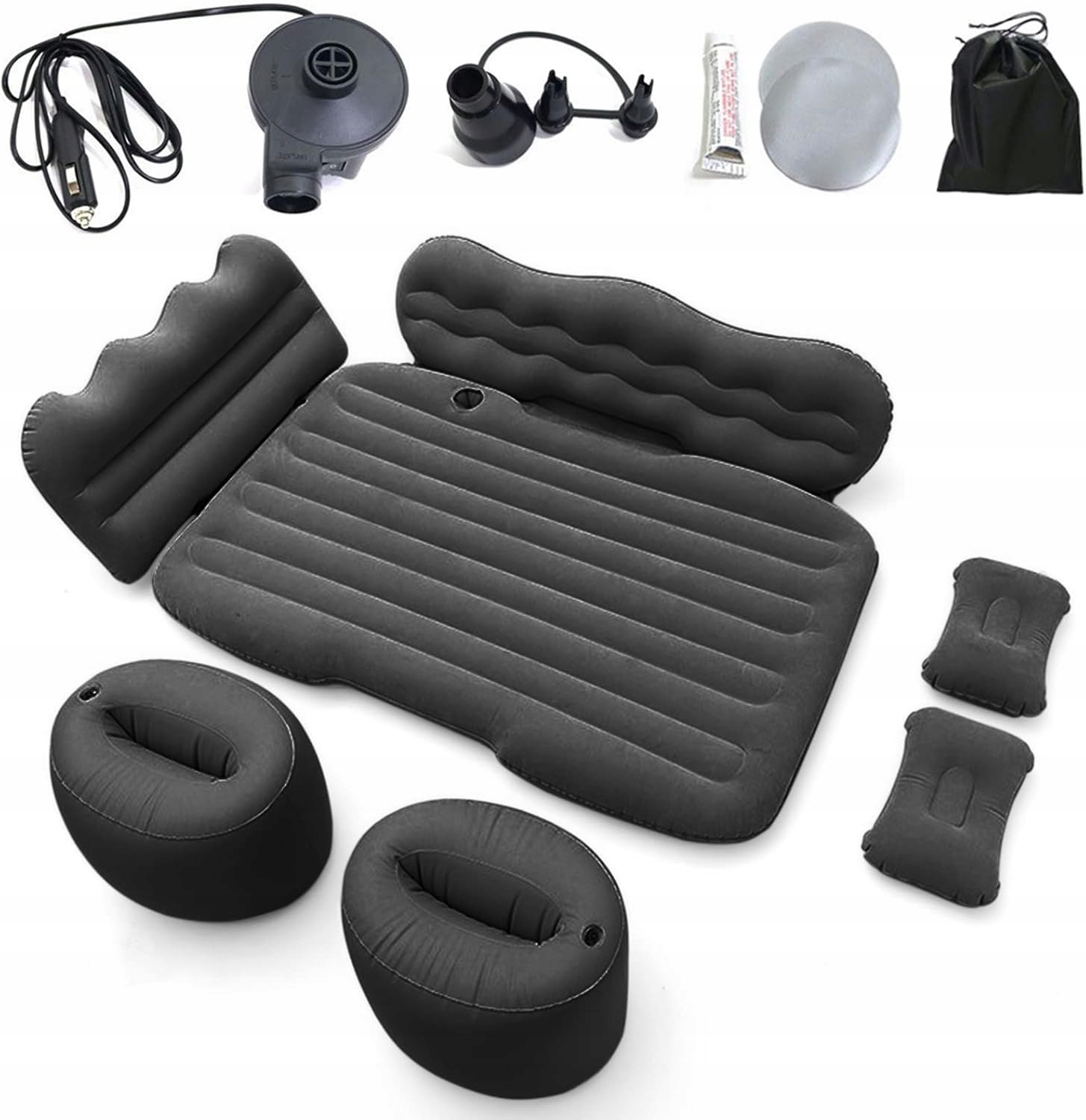 Matrace turistická postel do auta nafukovací auto pumpa černá