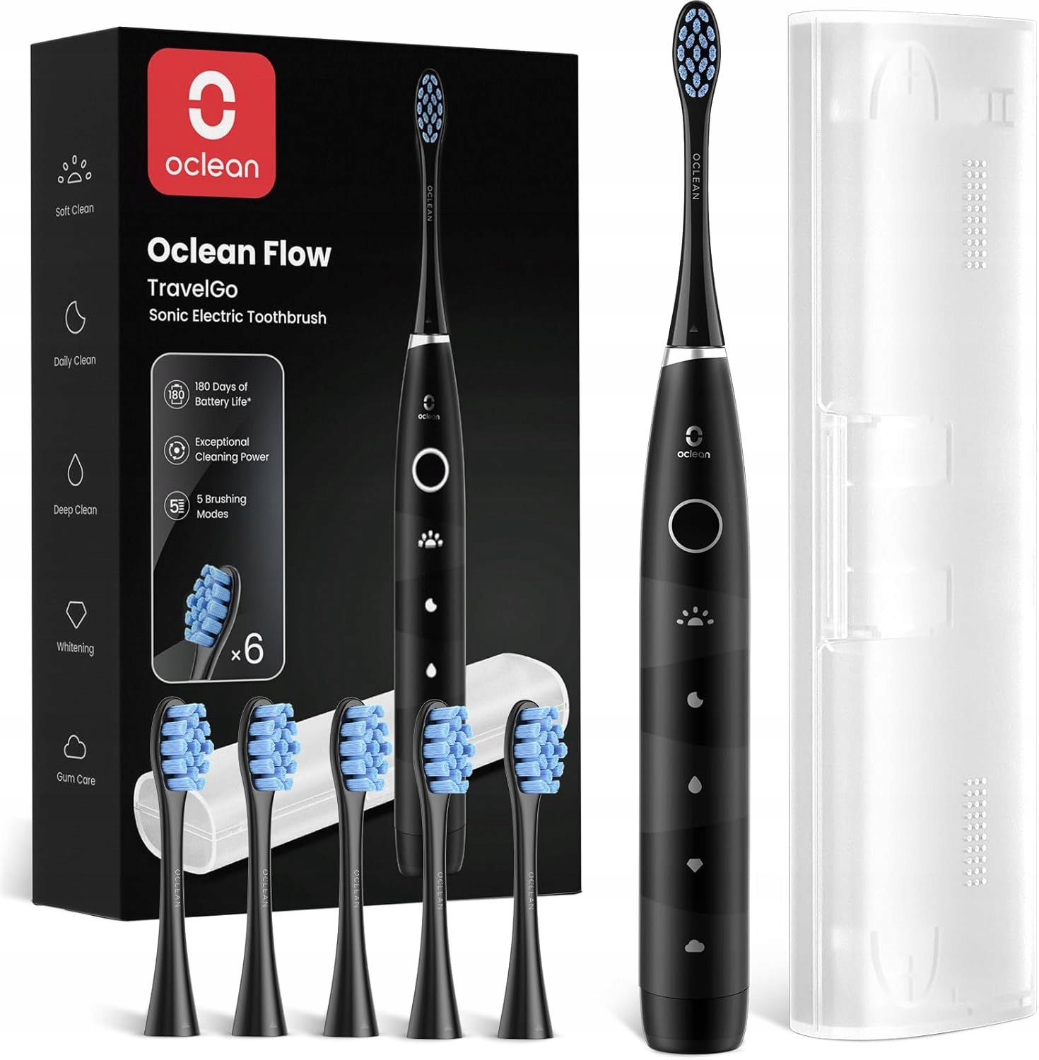 Oclean Flow Travelgo Szczoteczka Soniczna Do Zębów 5 Trybów 6 Końcówek Etui