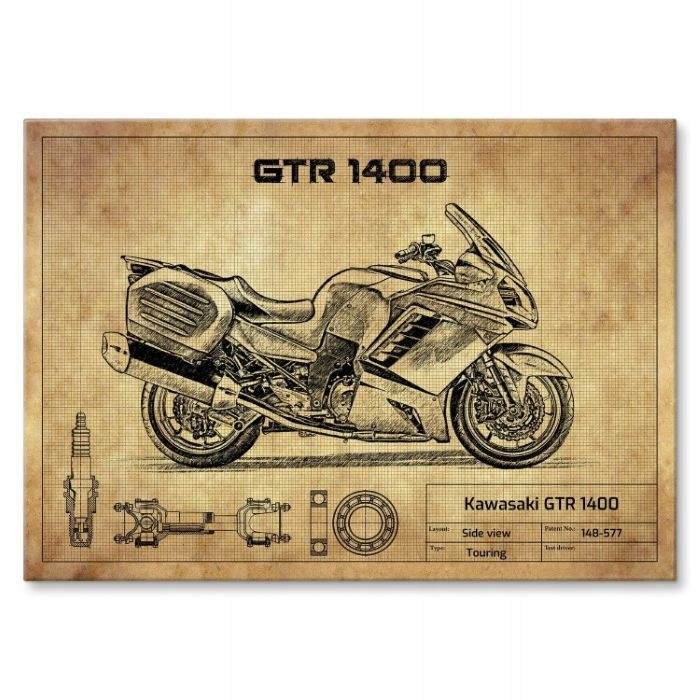Grafika na kovu plech dárek Motocykl Kawasaki Gtr 1400 sport-touring