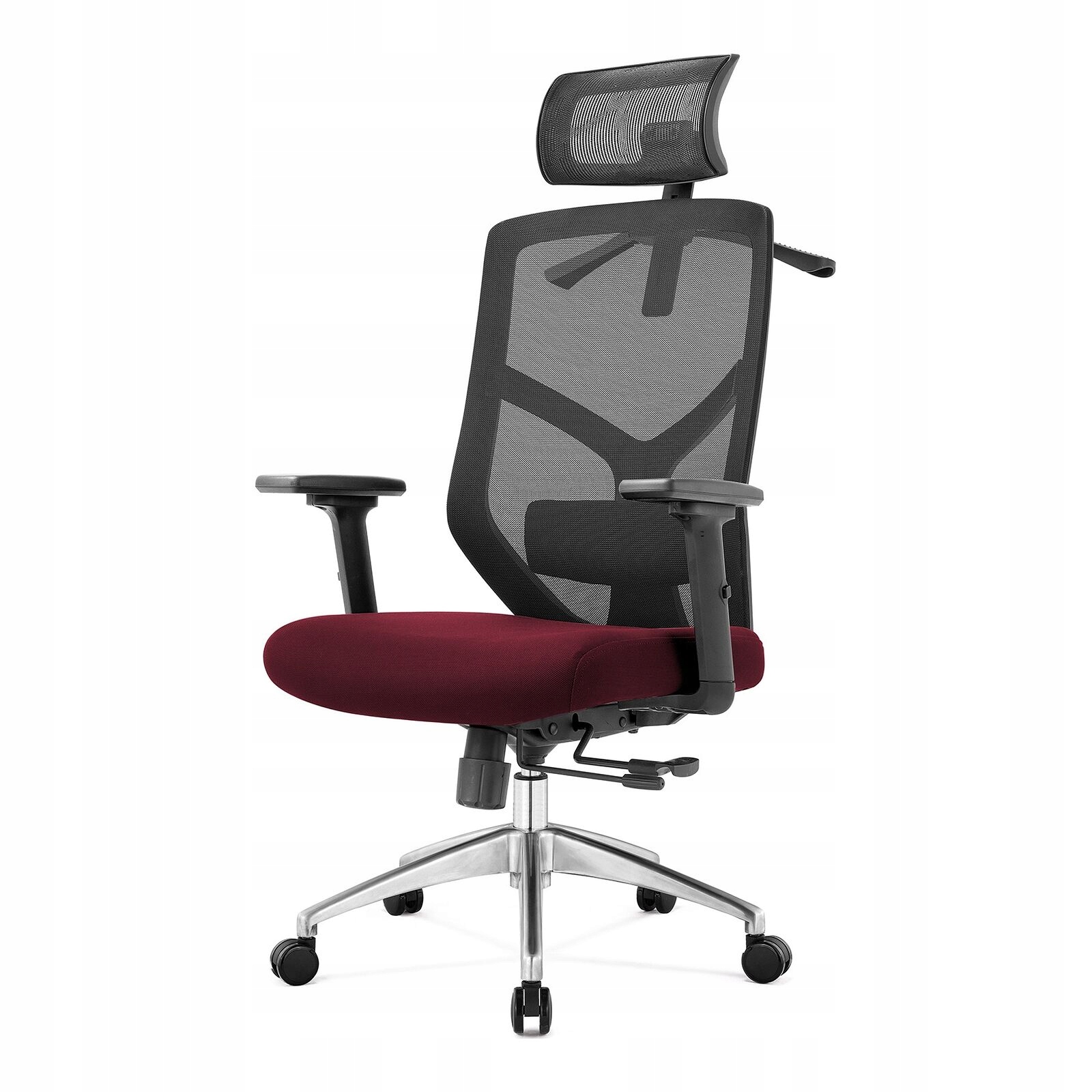 Fotel ergonomiczny obrotowy siatkowe oparcie Rosa Czarno-bordowy regulacja