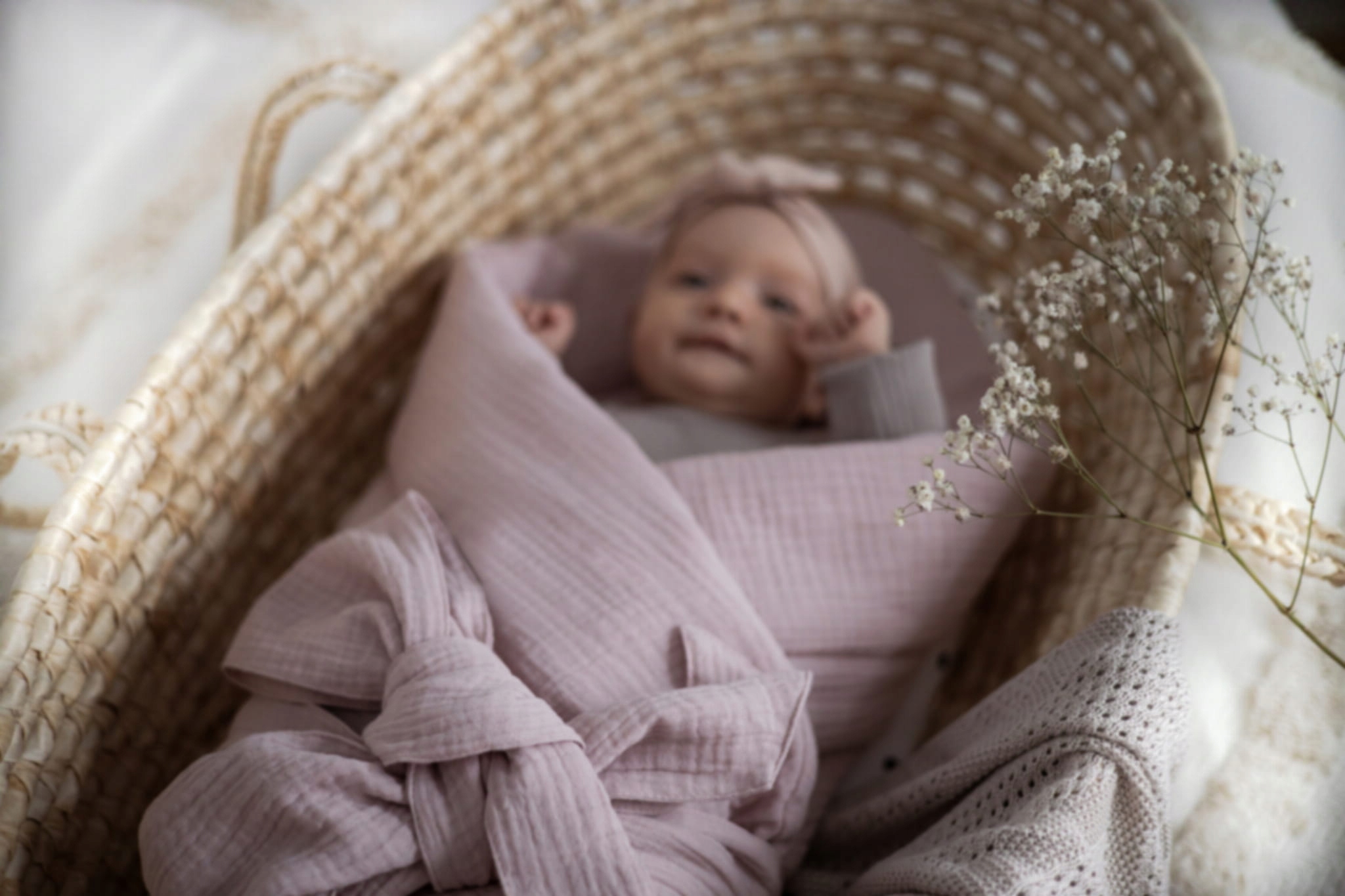 Rożek Niemowlęcy Muślinowy dla Dzieci Dziecięcy Becik - ROSE/RÓŻOWY EAN (GTIN) 5903175924032