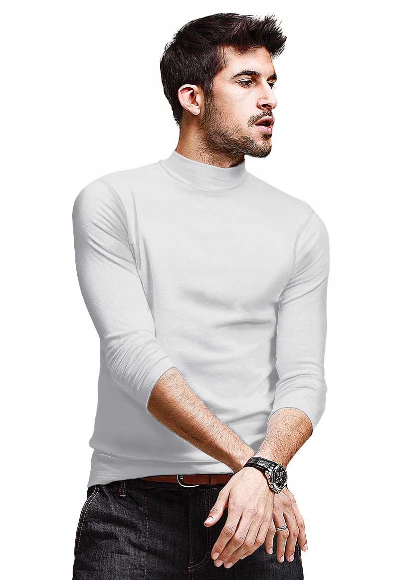 

Elegancki półgolf sweter męski golf Wxm 6XL biały