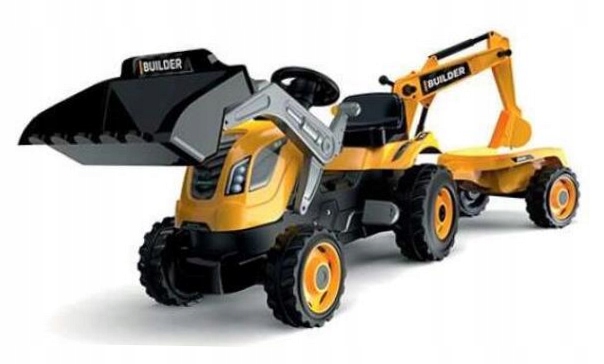 Traktor na pedały, przyczepa, łyżka, koparka Smoby