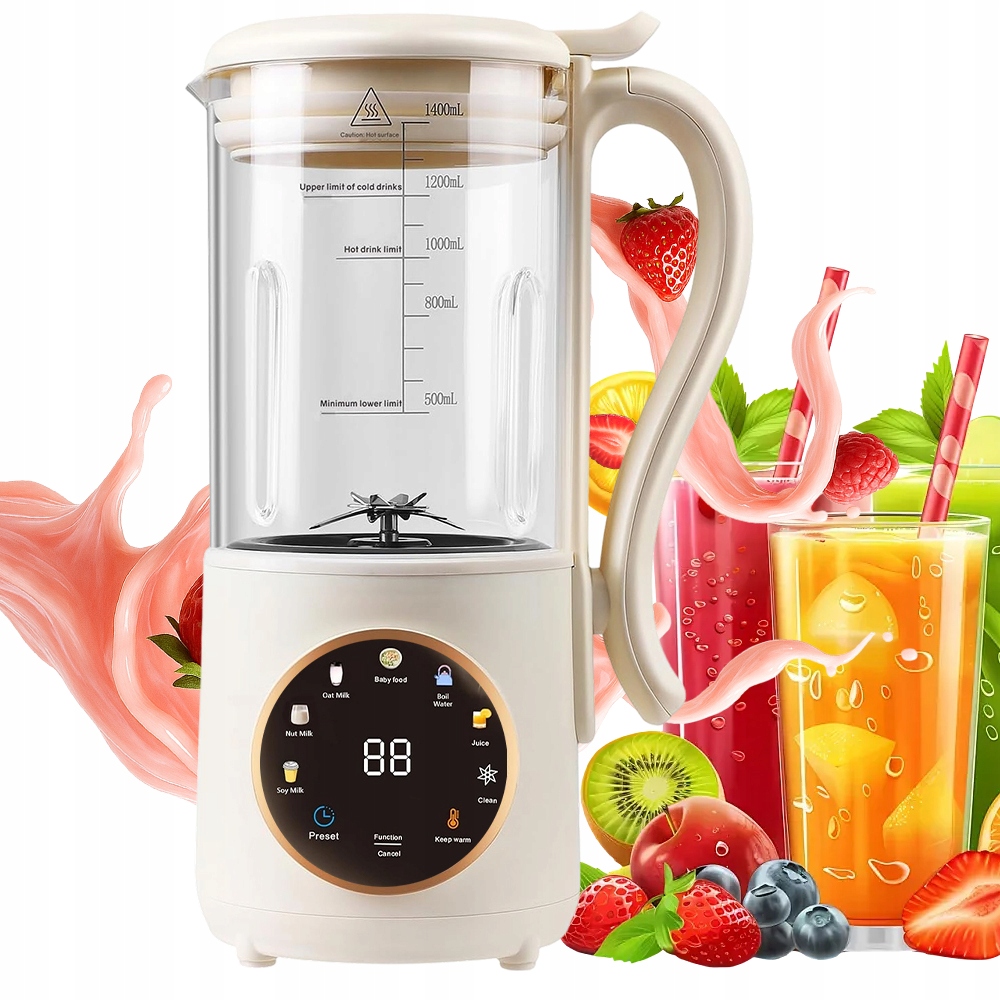 Vysokootáčkový Mixér 1400 ML S Led Displejem Pro Juicu A Oříšky