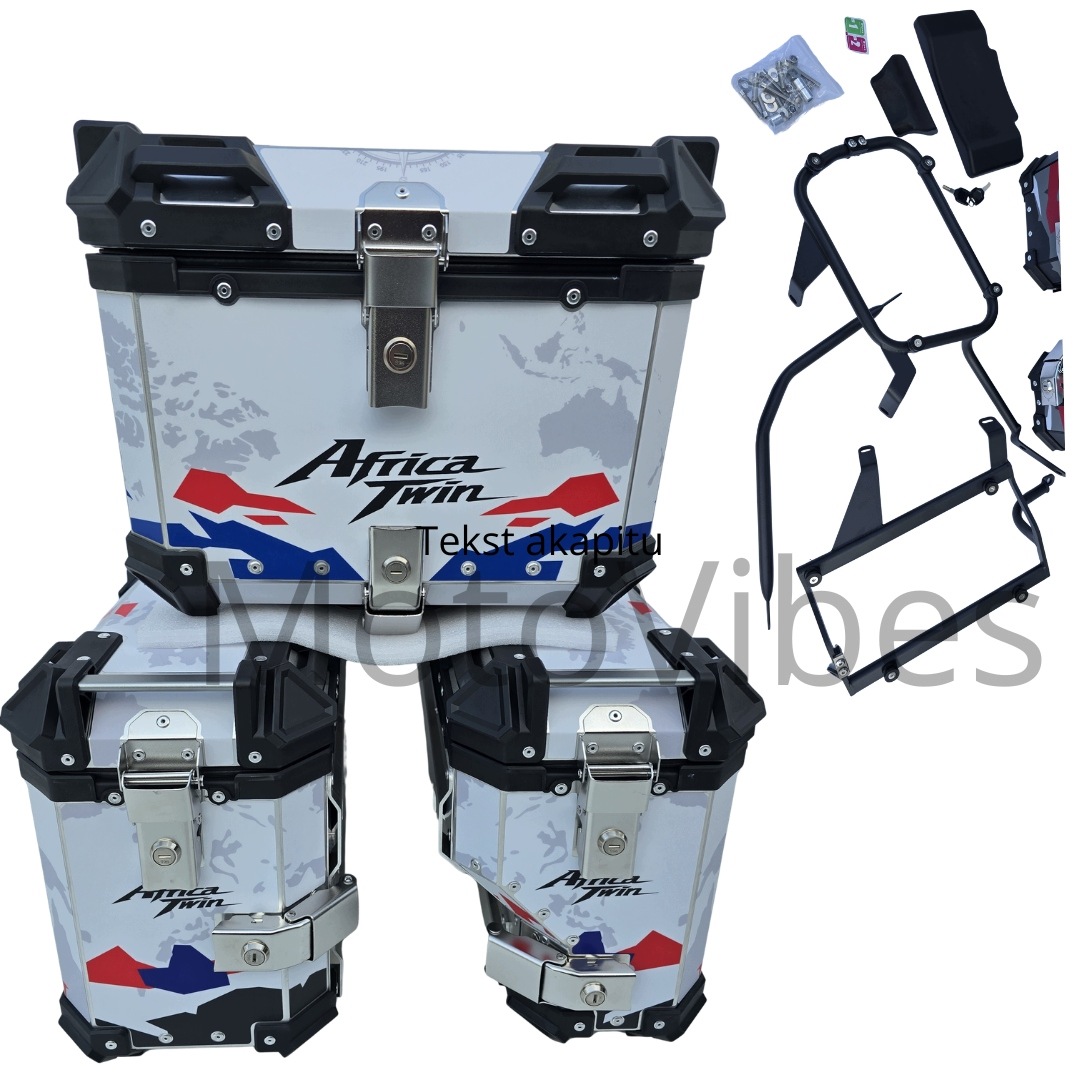 Honda Crf 1100 Africa Twin 25r++ Kufry Kufer Kpl 3szt+ stelaż czarny