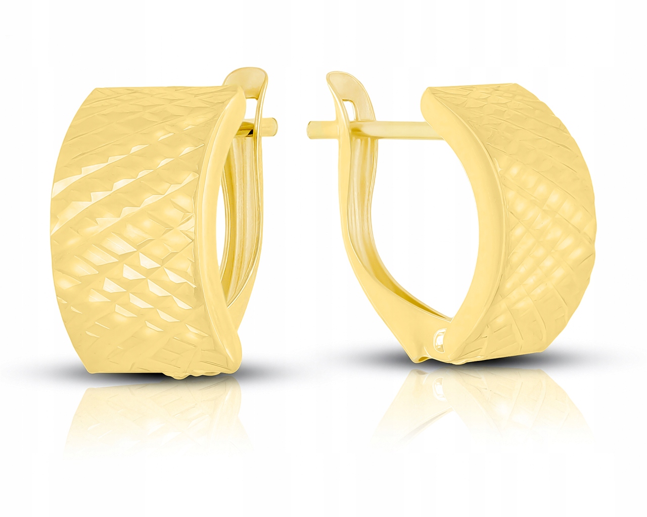 Náušnice Zlaté 585 Anglické Zapínání Široké Lesklé Dámské