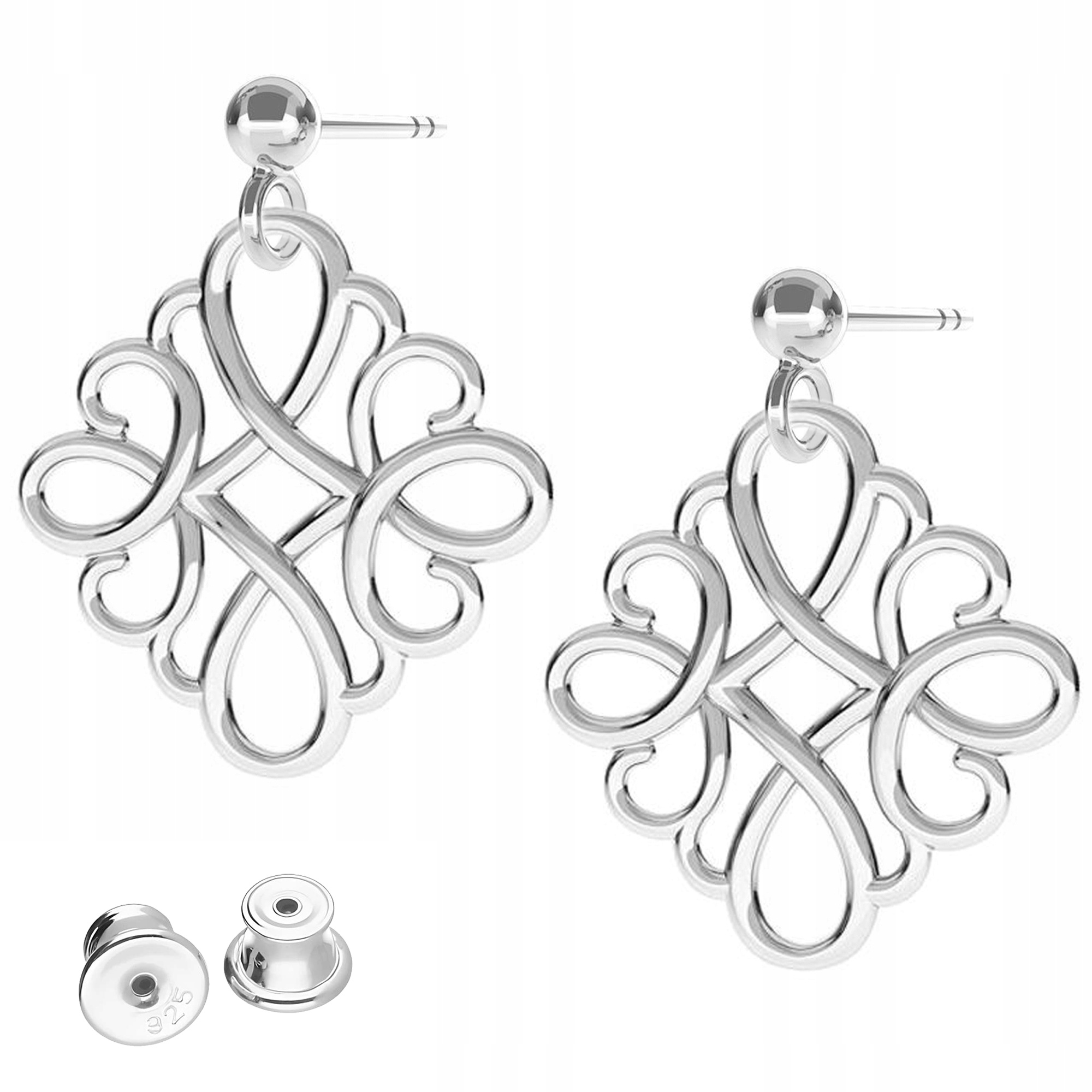 Stříbrné Náušnice Spojovací ažurové šroubky Ažurový vzor Stříbro 925