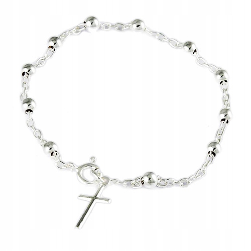 Stříbrný Náramek růženec desítka Dárek Křest Svaté přijímání ze Stříbra