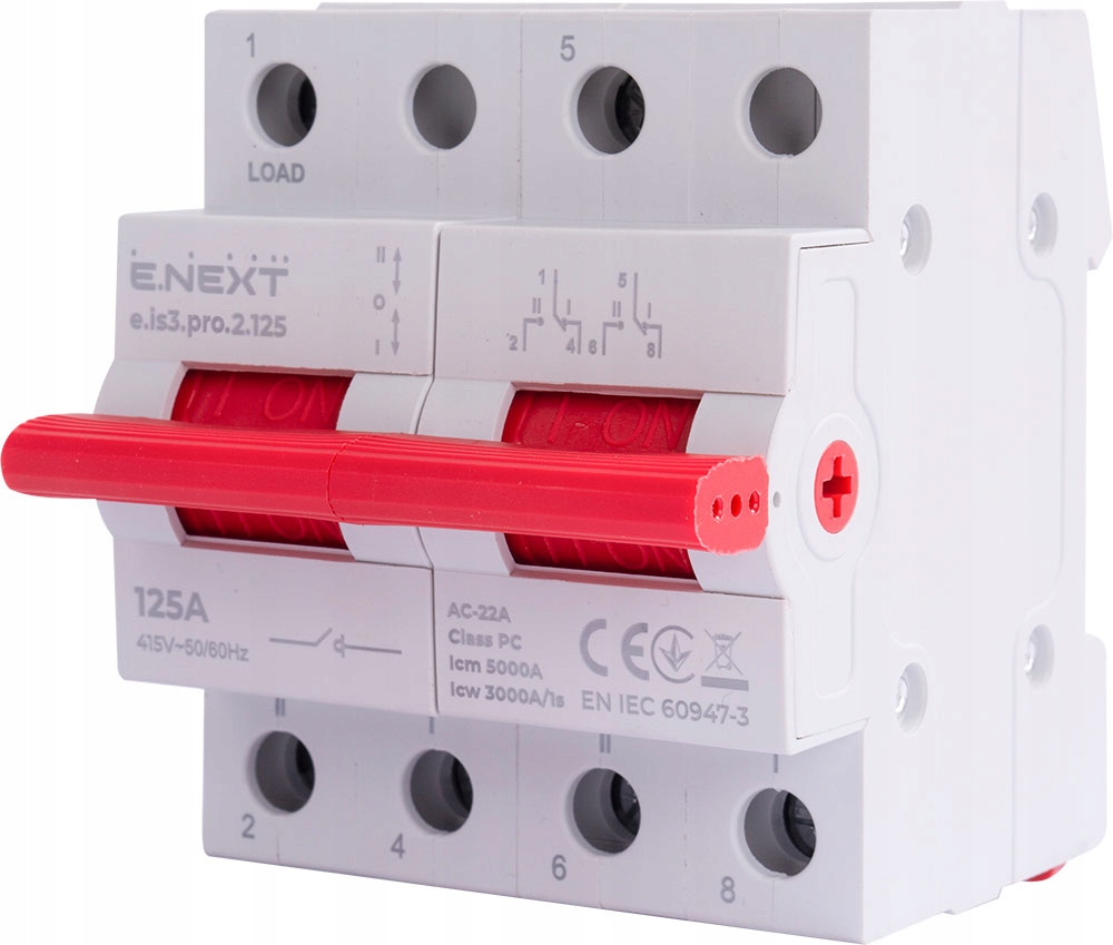 Přepínač pro tři pozice 1-0-2 2p 125A 230V/415V