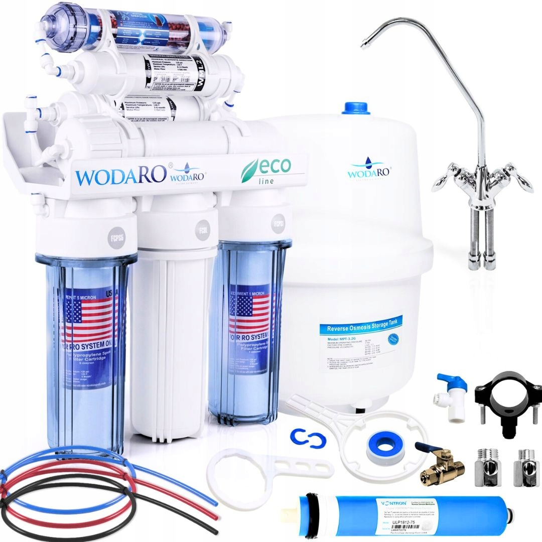 Filtr vody RO7 Wodaro Eco Reverzní Osmoza Ionizátor 75GPD Filtr pod Dřez
