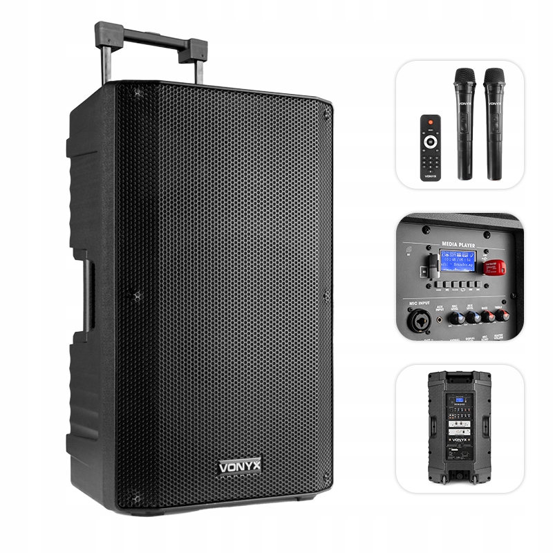 

Kolumna aktywna 12"800W Bt bateria 2x mic