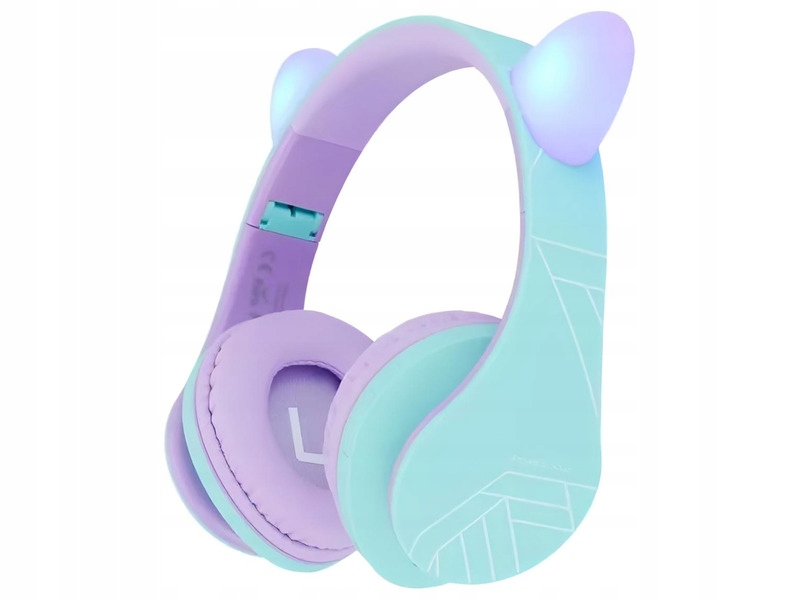 Słuchawki nauszne Powerlocus P2 Kids Kocie uszy Niebiesko-fioletowy