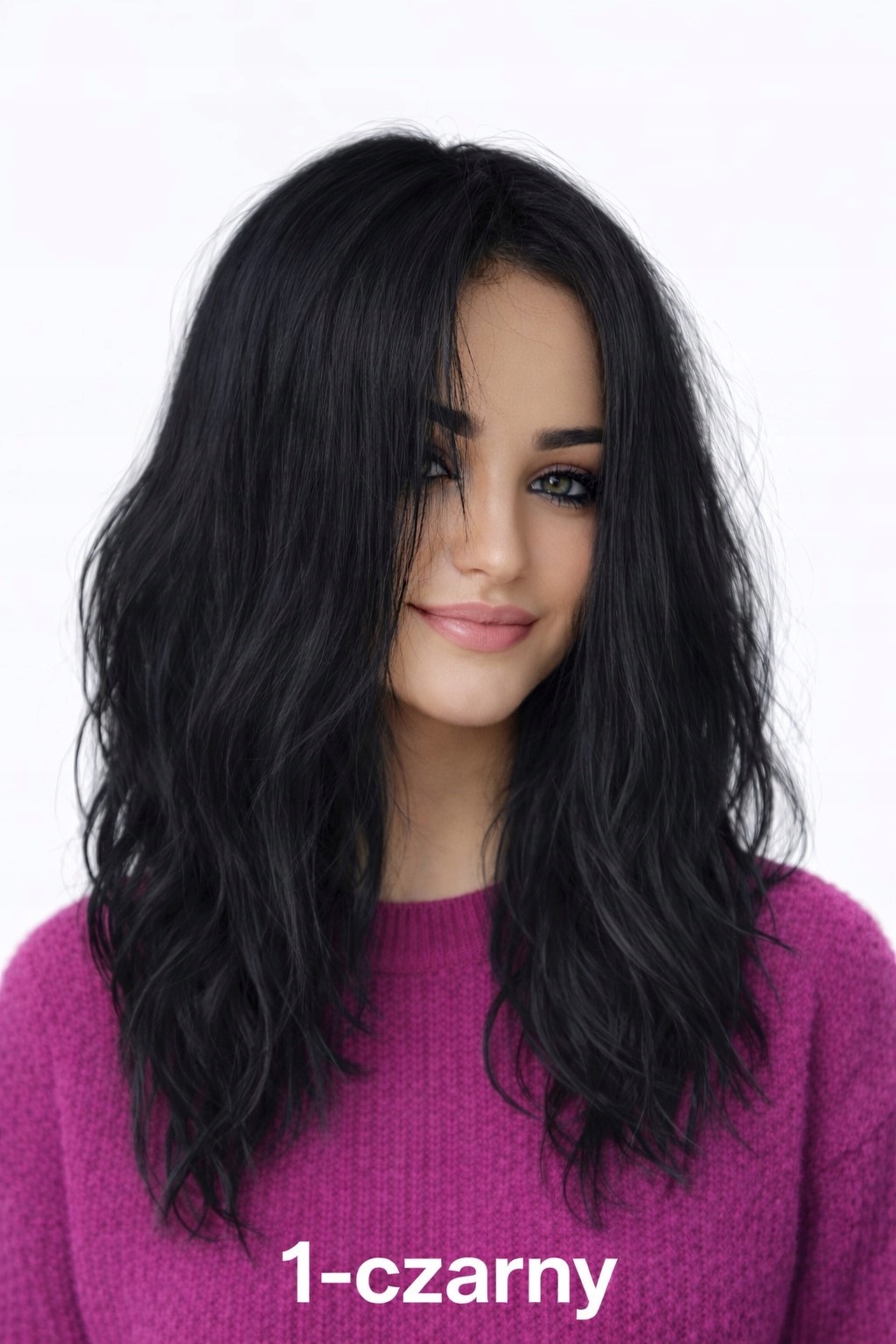 Vlnitá paruka na mikrokůži New York mono černá barva 40 cm-KRK