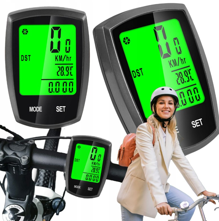 LICZNIK ROWEROWY PRZEWODOWY 28 FUNKCJI LCD DO ROWERU PRĘDKOŚCIOMIERZ IP68