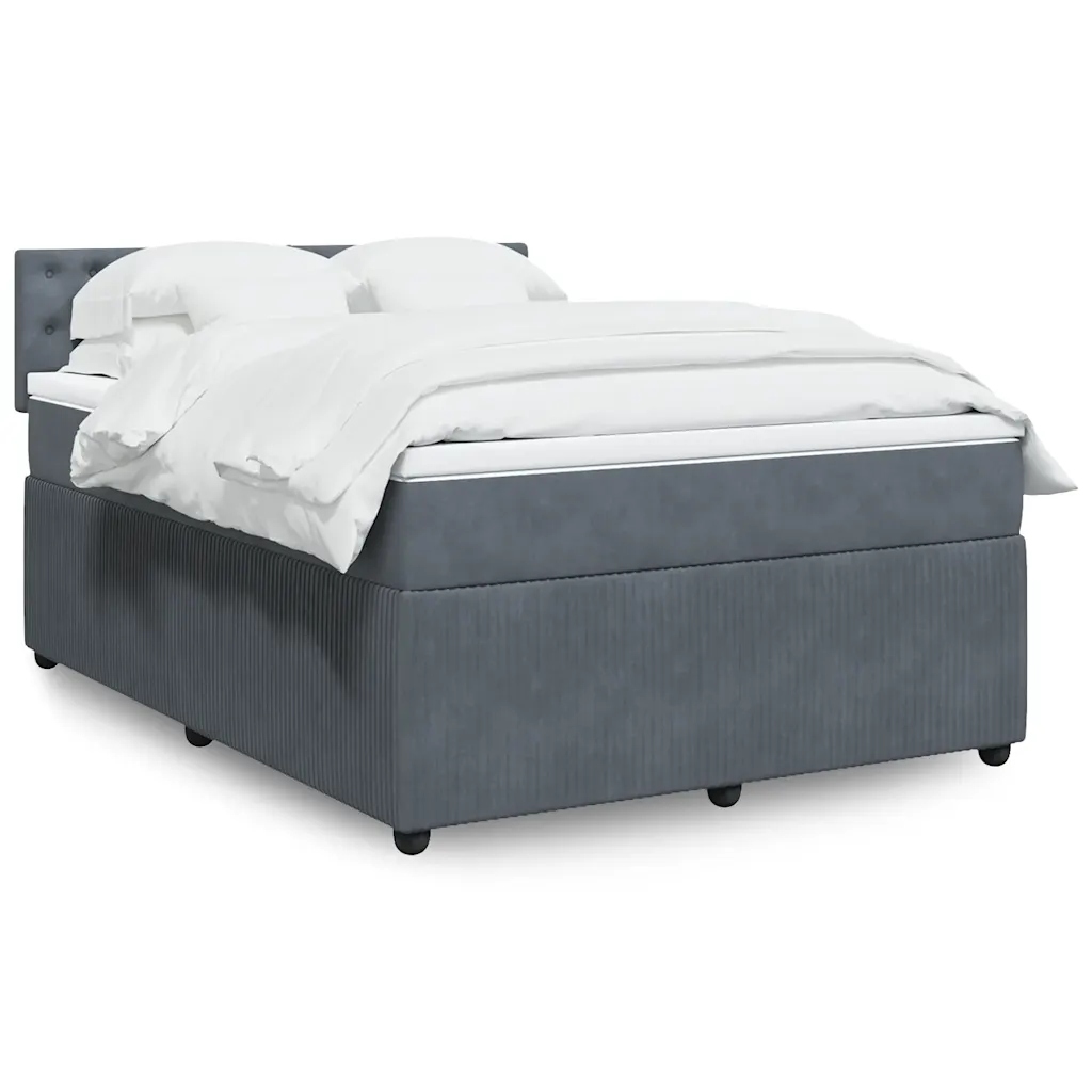 Box spring postel s matrací tmavě šedá 160x200 cm samet Šedá 3290095