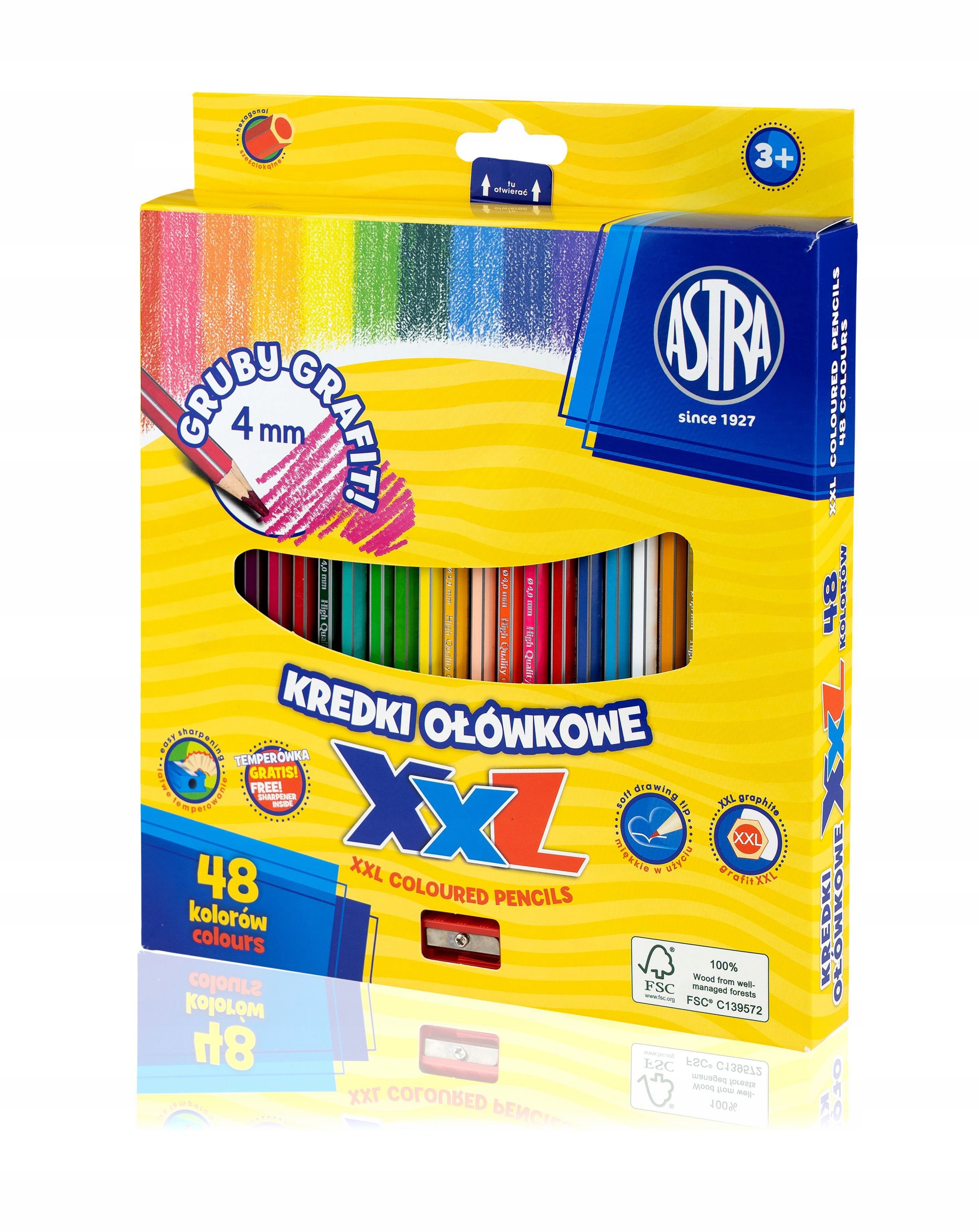 

Astra Kredki XXL 48 Kol gruby grafit temperówka