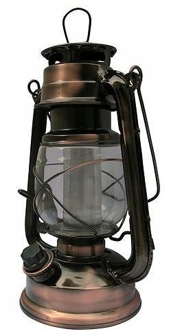LAMPA LAMPION METALOWY 16 LED LATARNIA MIEDŹ RETRO