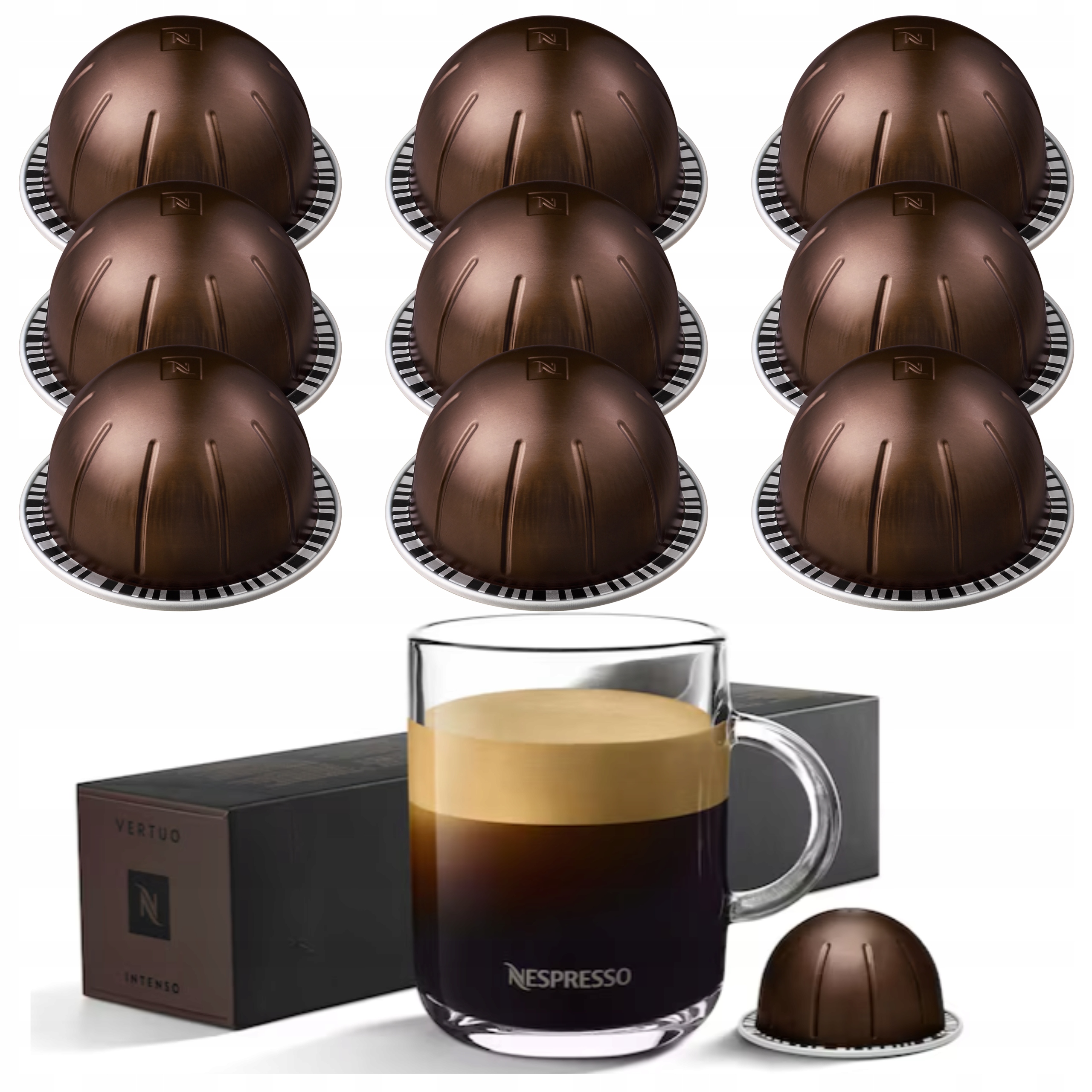 Levně Kapsle Pro Nespresso Vertuo Silná Intenso Černá 230 ML Mug Arabica 9