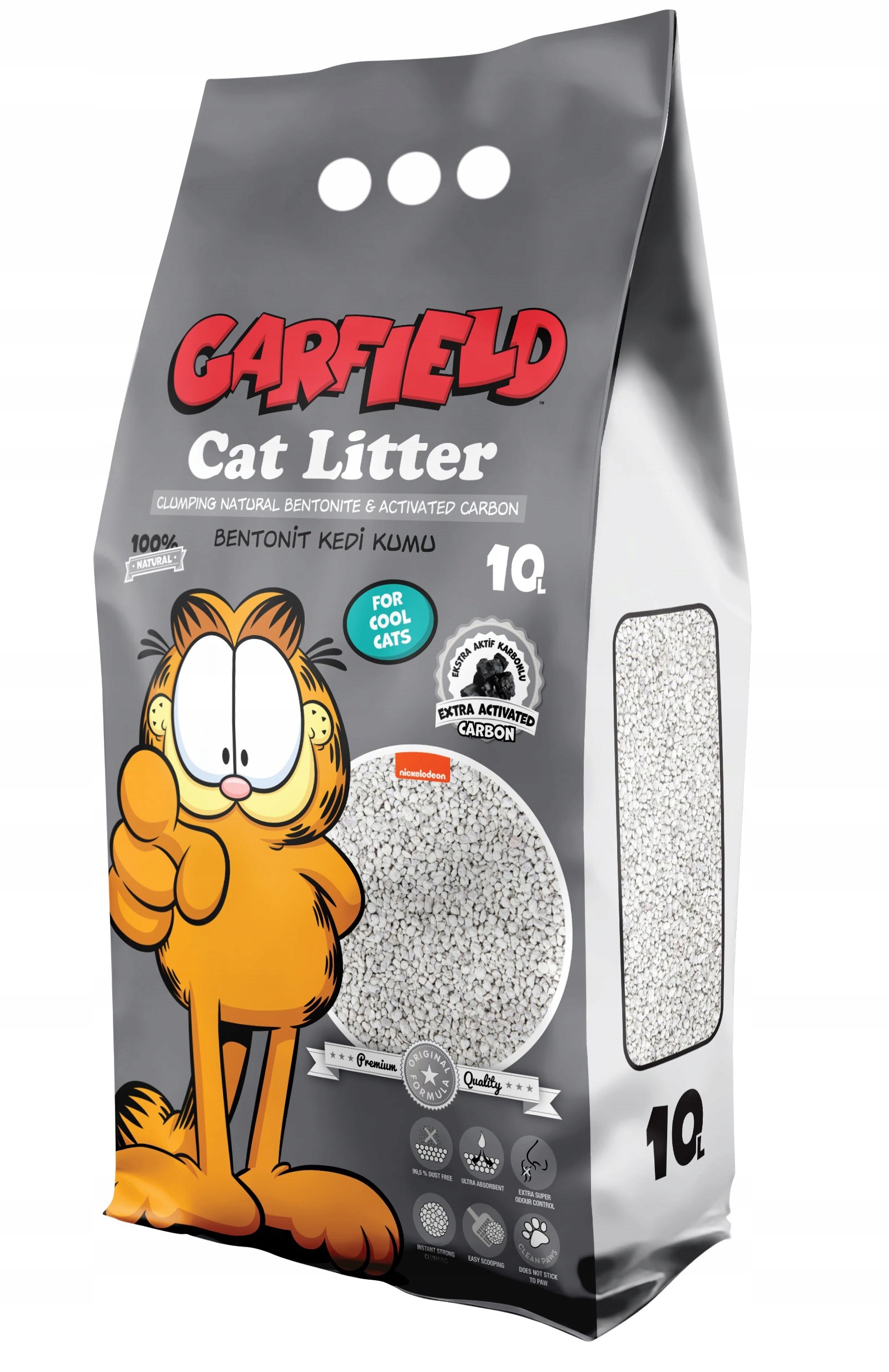 Levně 2x Garfield Bentonitové Stelivo s aktivním uhlím bezprašné pro kočky 10L