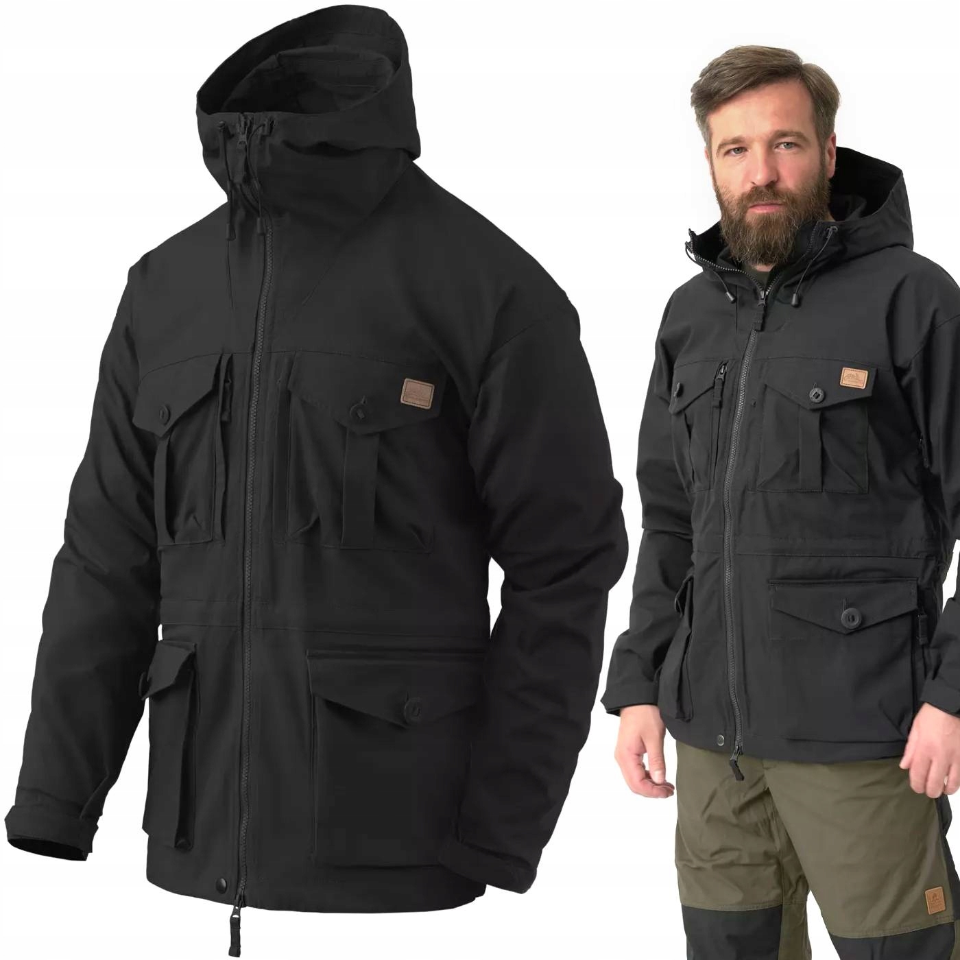 Bunda s kapucí Vojenská taktická vojenská Sas Smock Helikon černá XXL