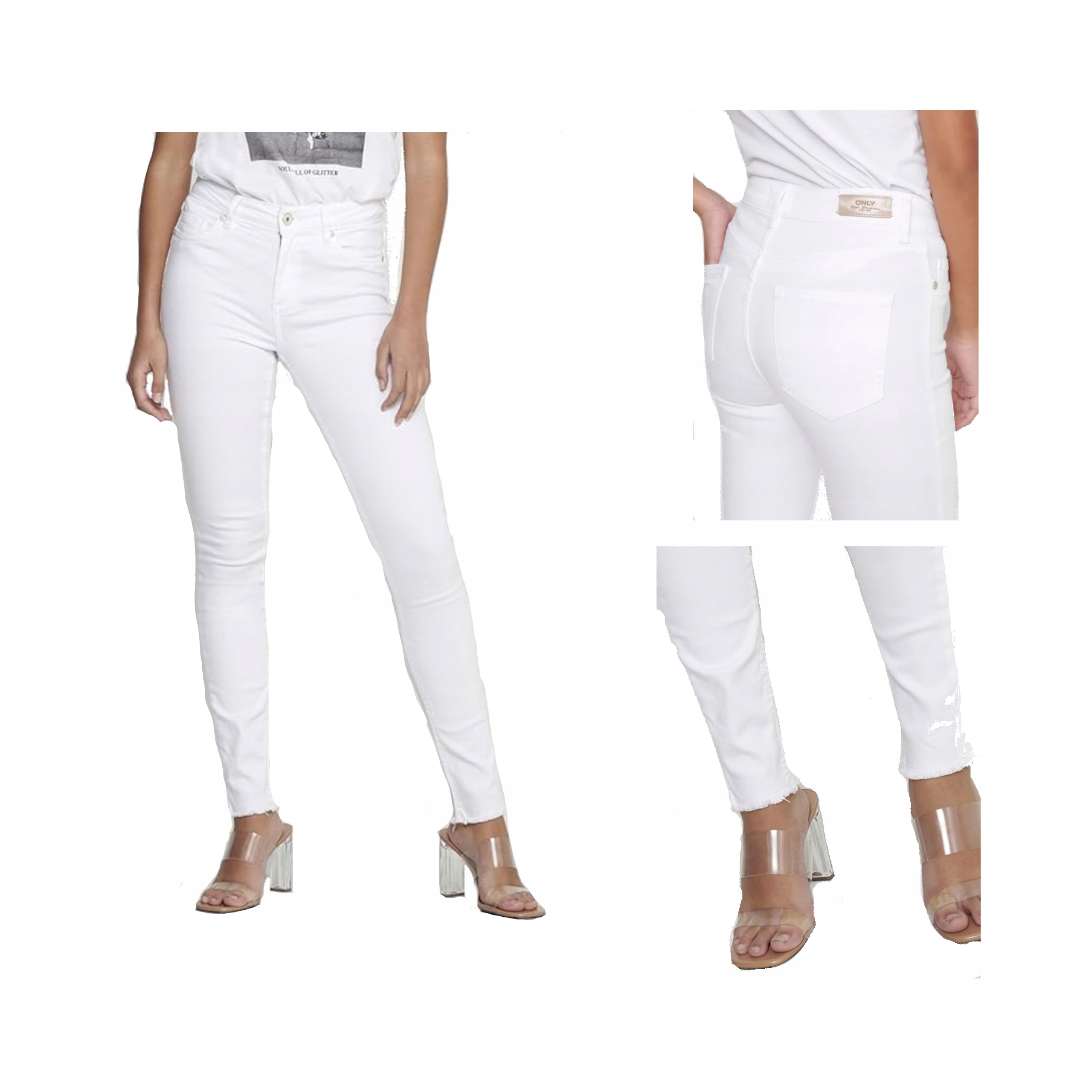 Dámské Kalhoty Only XL Onlblush MID Jeansy Úzké Nohavice Skinny Fit Bílé