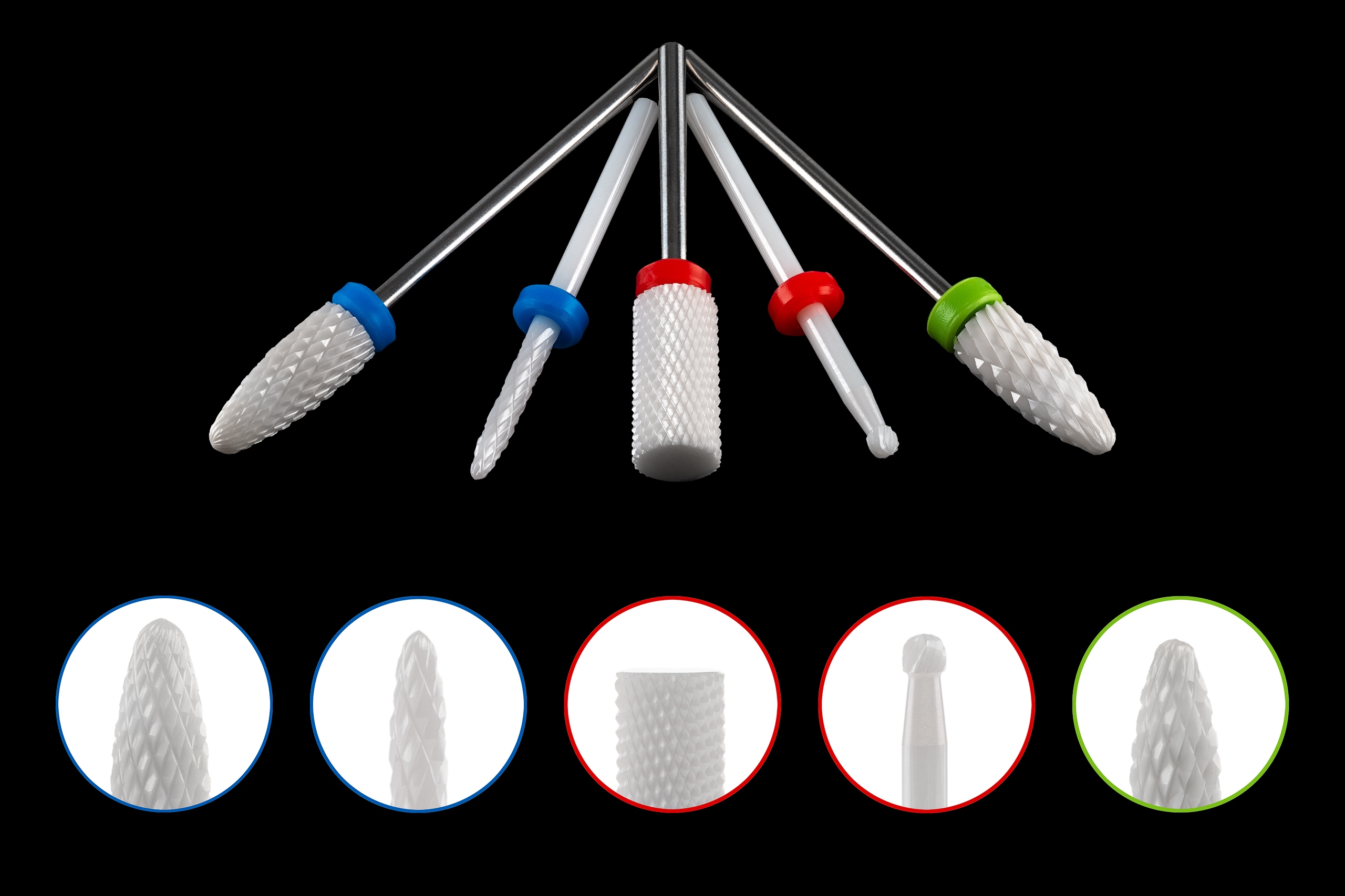 ZESTAW 8szt FREZÓW CERAMICZNYCH i DIAMENTOWYCH FREZ STOŻEK ŁEZKA KULKA Rodzaj akcesoriów frezy i nośniki