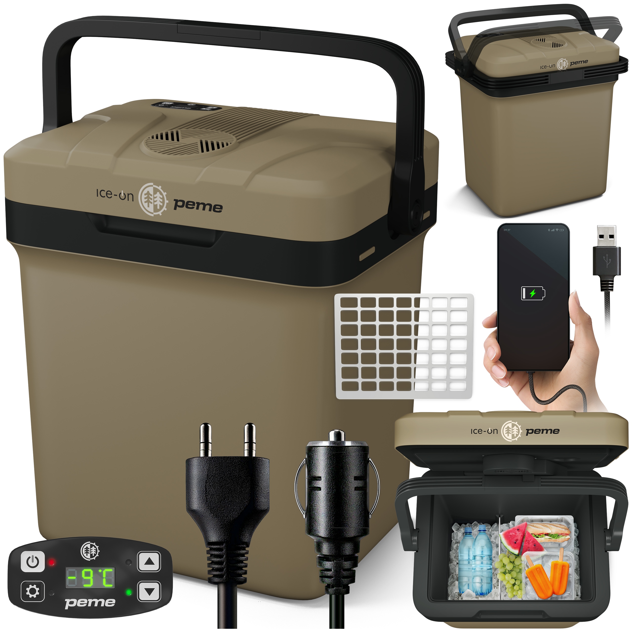 Lodówka Turystyczna Ice-On 27 Samochodowa Funkcja Grzania 12v 230v Usb Peme