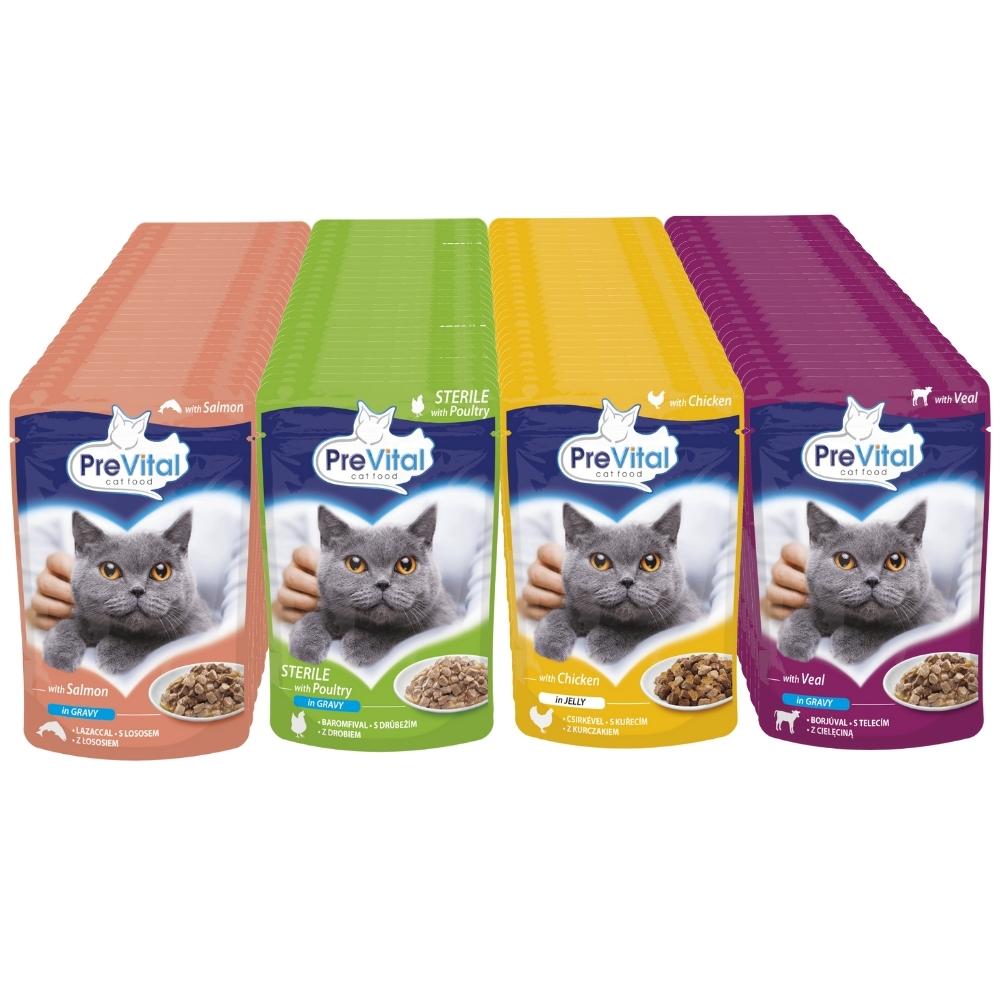Mokré Krmivo Pro Kočky MIX Chutí Prevital