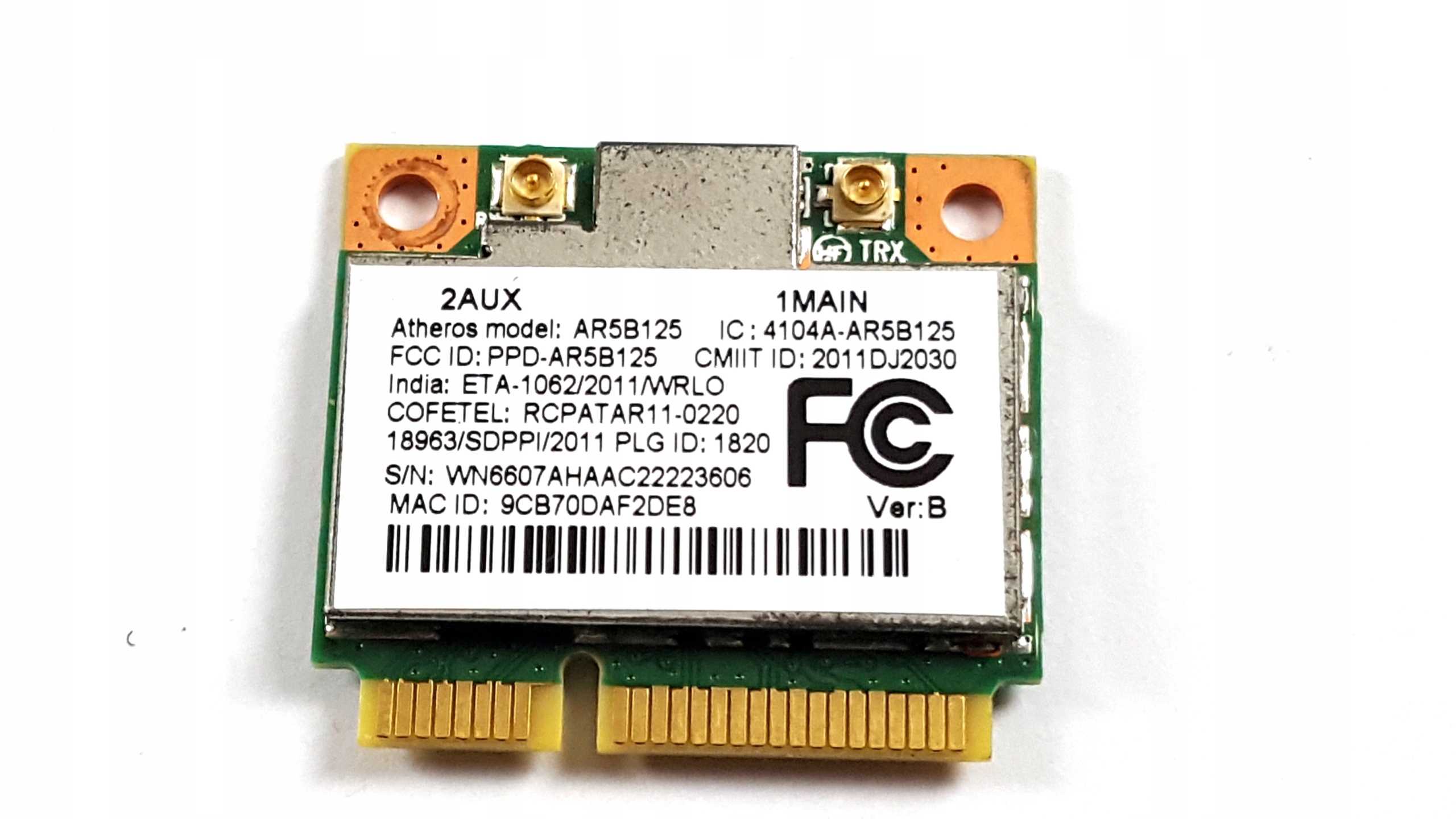 KARTA WIFI ATHEROS MODEL: AR5B125