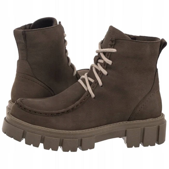 Boty Kotníkové Boty Dámské kožené boty Nessi Hnědé 24660