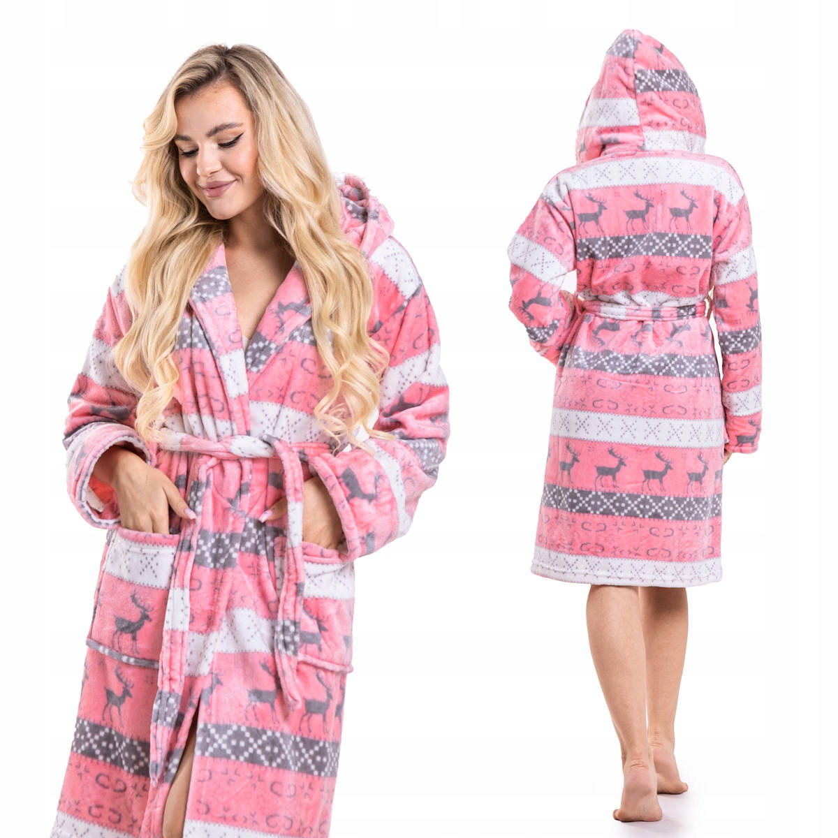 Župan s s kapucí teplý silný Vánoční L/XL