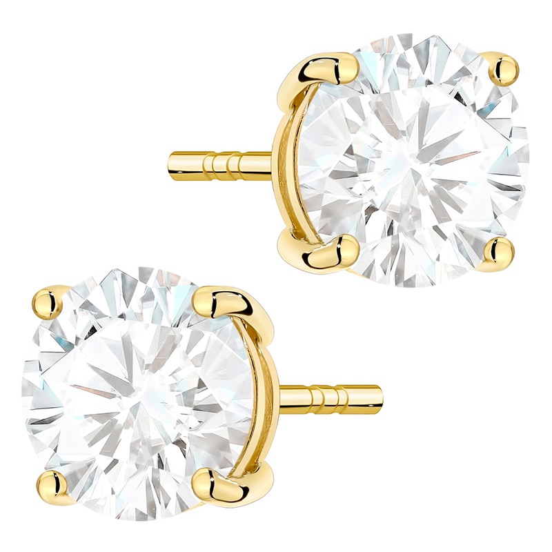 Złote Kolczyki pr. 585 na Sztyft z Diamentami 4,00ct 14k Pudełko