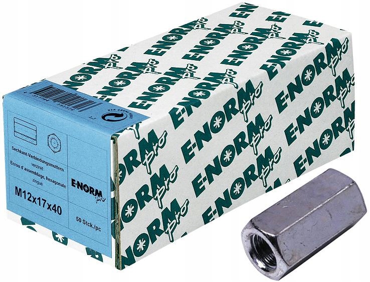 

Nakrętki złączne 6-kątne ocynk M12x40x17mm 50szt