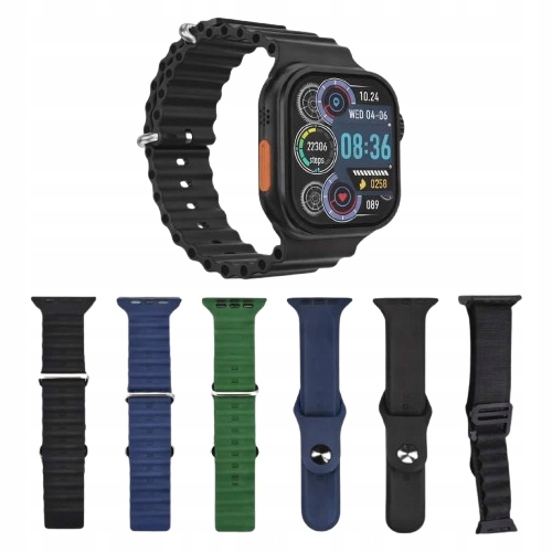 Smartwatch 7w1 V70 wielofunkcyjny 7 wymiennych pasków Bluetooth rozmowa