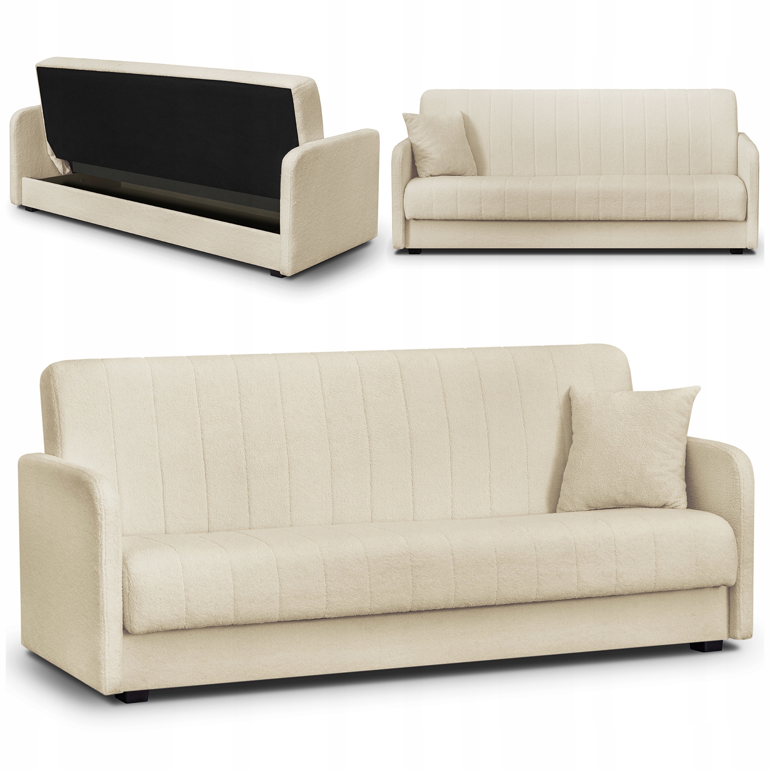 Rozkládací pohovka s funkcí spaní Dvoumístná béžová Porto