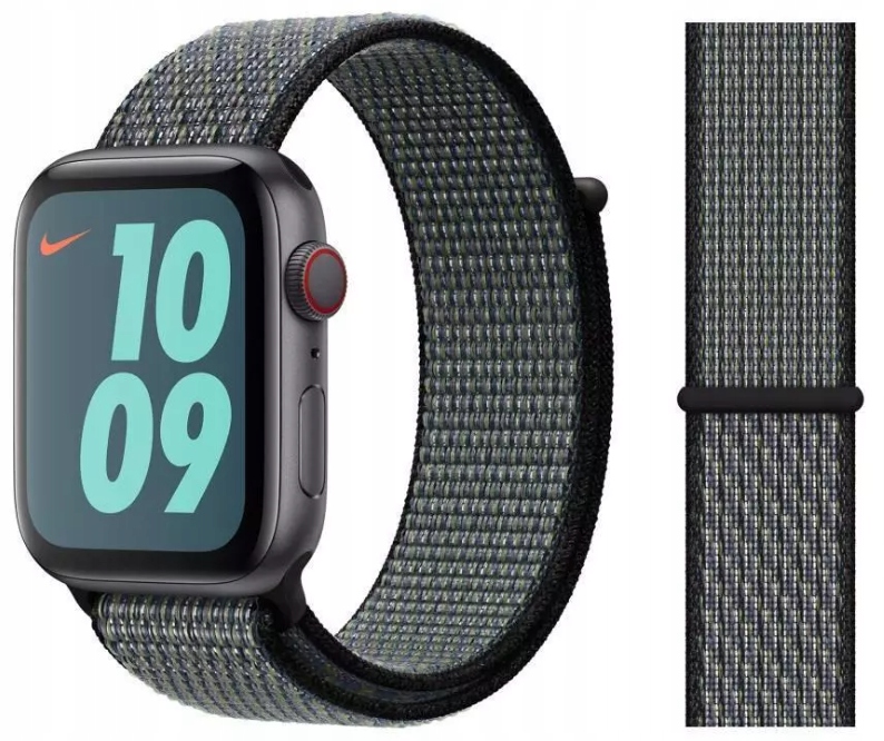 Pasek Apple Nike Sport Loop 44 45 49MM MXN52ZM/A Indygo Limetka Nylon