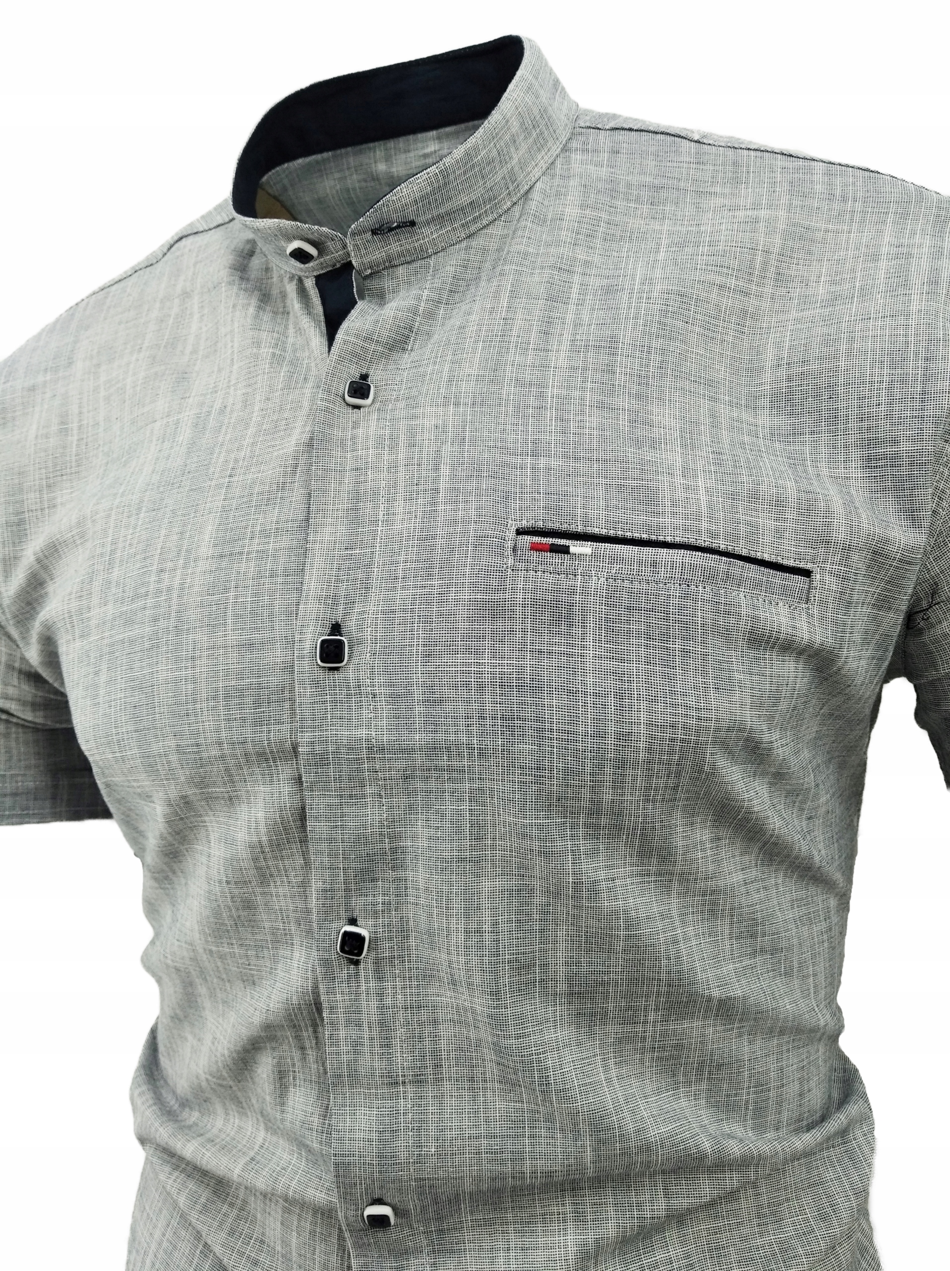 KOSZULA MĘSKA SZARA KRÓTKI RĘKAW SIGN STÓJKA XL 43/44 Rozmiar XL